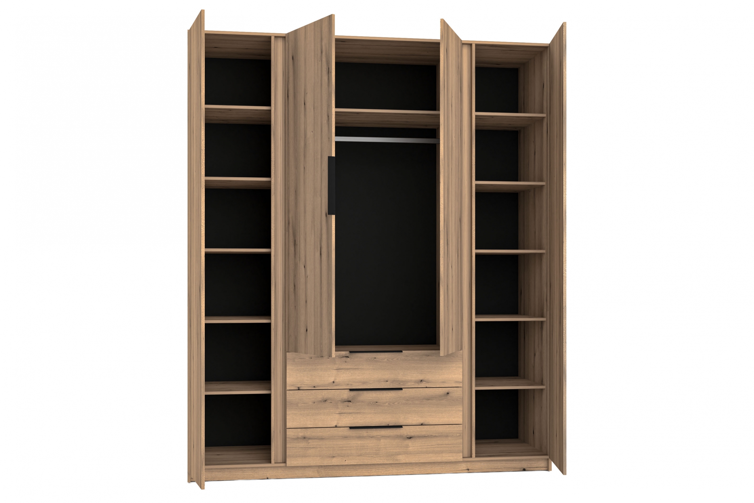 Skříň Sansi 4L3S se zásuvkami a zrcadlem 200 cm - dub evoke skříň Kaja 4L3S s zásuvkami i zrcadlem 200 cm - dub evoke