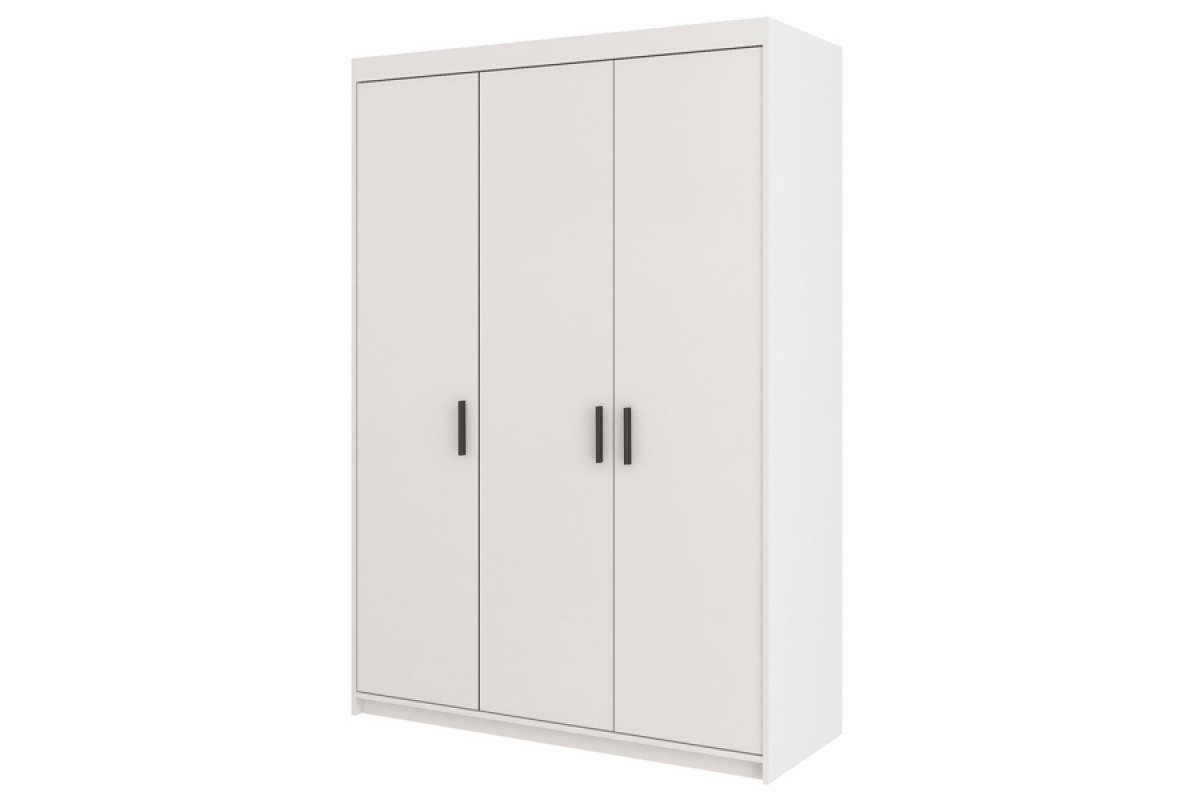 Skříň Lena 3D 133 cm - bílá mat Třídveřová šatní Skříň