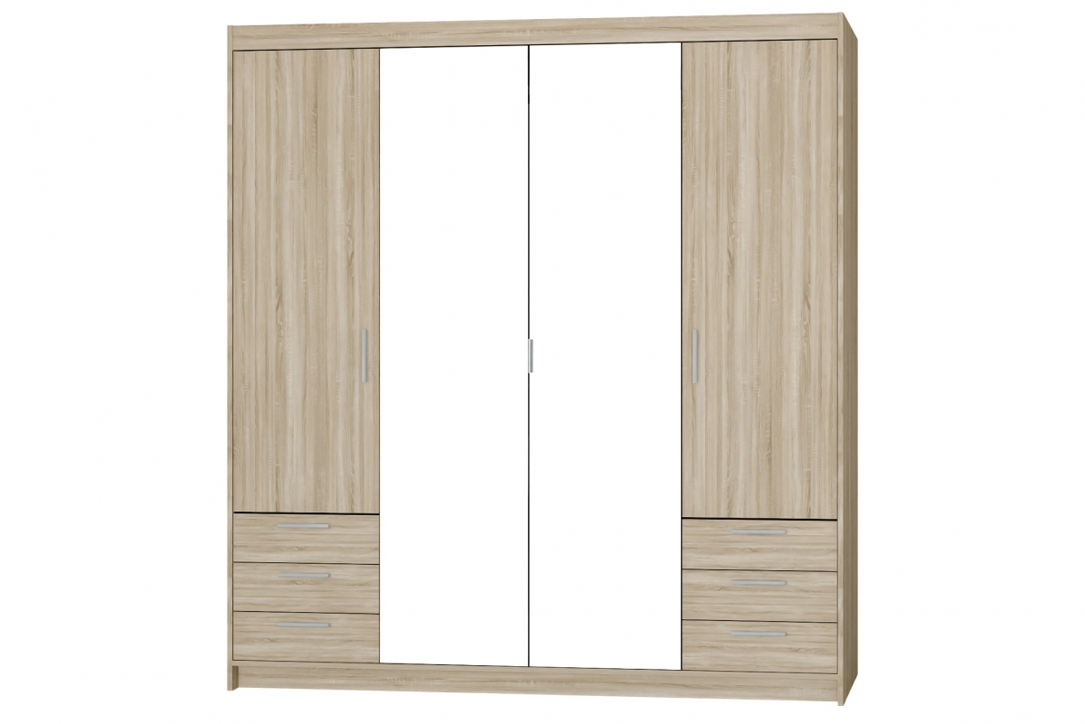 Skříň Lena 4D6S se zásuvkami a zrcadlem 176 cm - dub sonoma skříň Lena 4D6S s zásuvkami i zrcadlem 176 cm - Dub sonoma