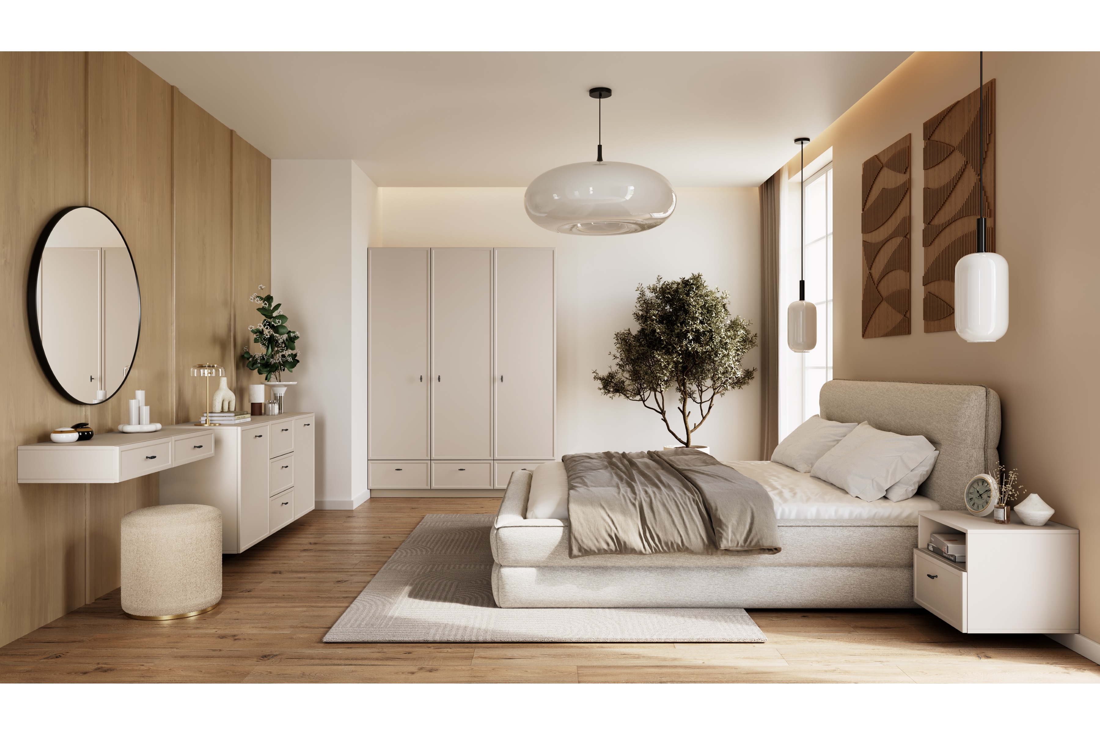 Šatní skříň Lorini 150 cm - kašmírová / černé úchytky T-bar skříň Lorini 150 cm z policemi - kašmír / černá Úchytky T-bar