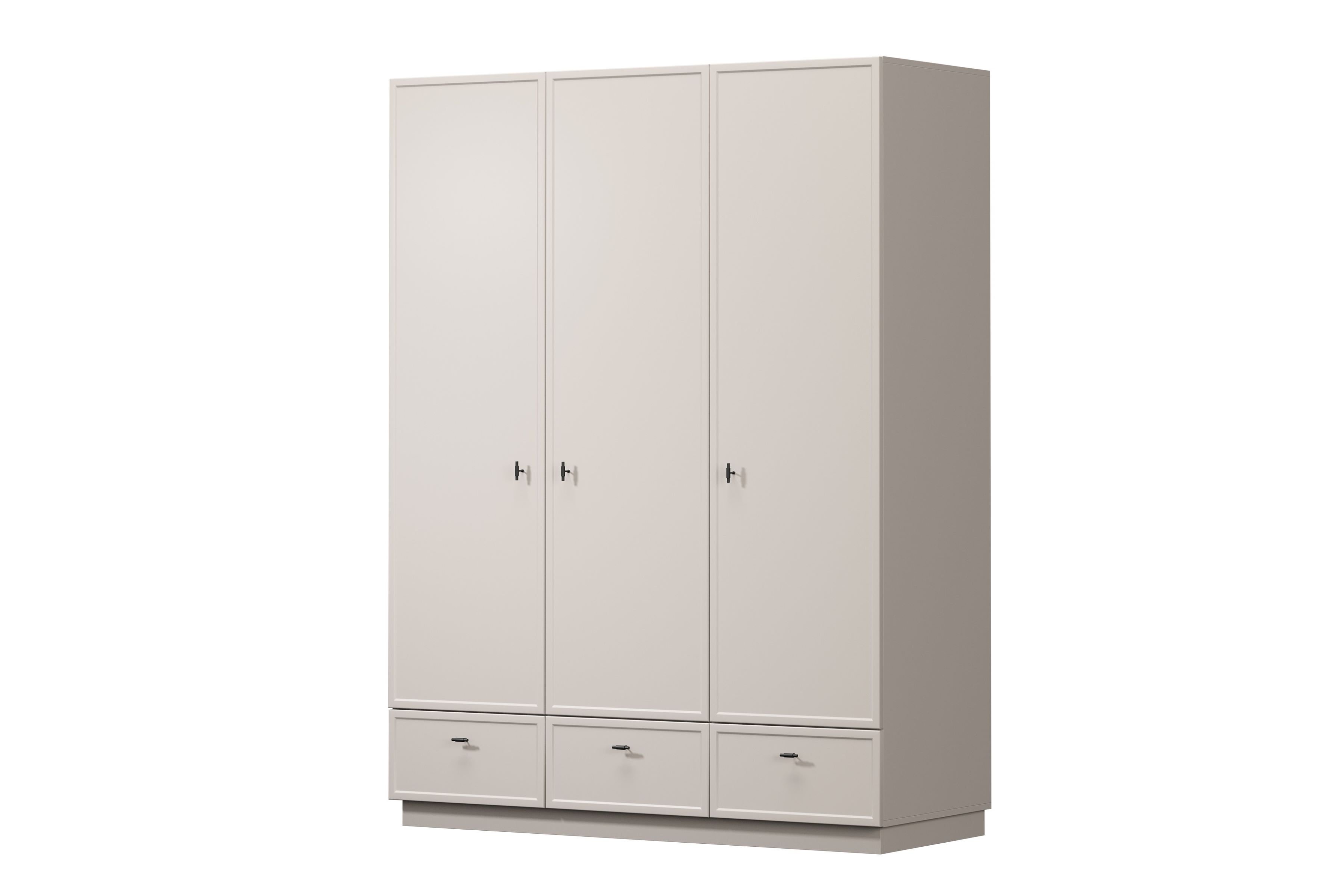 Šatní skříň Lorini 150 cm - kašmírová / černé úchytky T-bar skříň Lorini 150 cm z policemi - kašmír / černá Úchytky T-bar