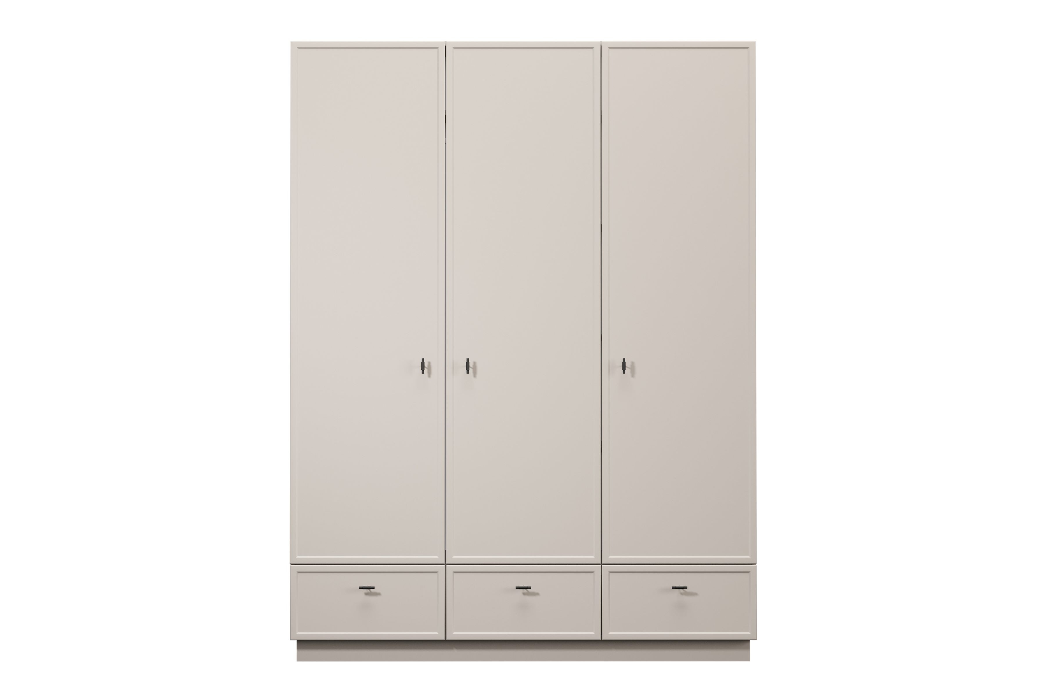 Šatní skříň Lorini 150 cm - kašmírová / černé úchytky T-bar skříň Lorini 150 cm z policemi - kašmír / černá Úchytky T-bar