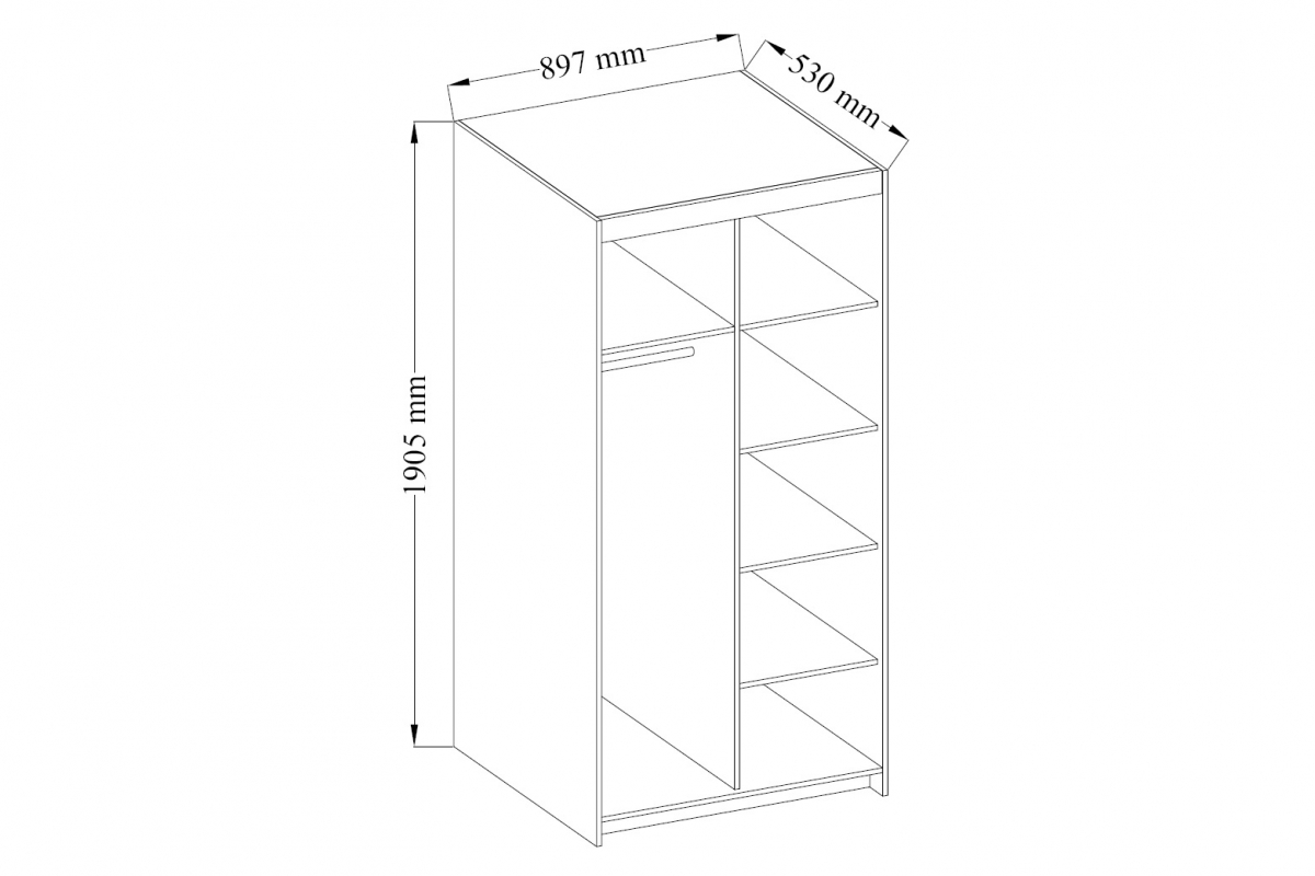 Skriňa Lena 2D - Dub Lefkas Skriňa Luiza 2D - 90 cm - Dub Lefkas