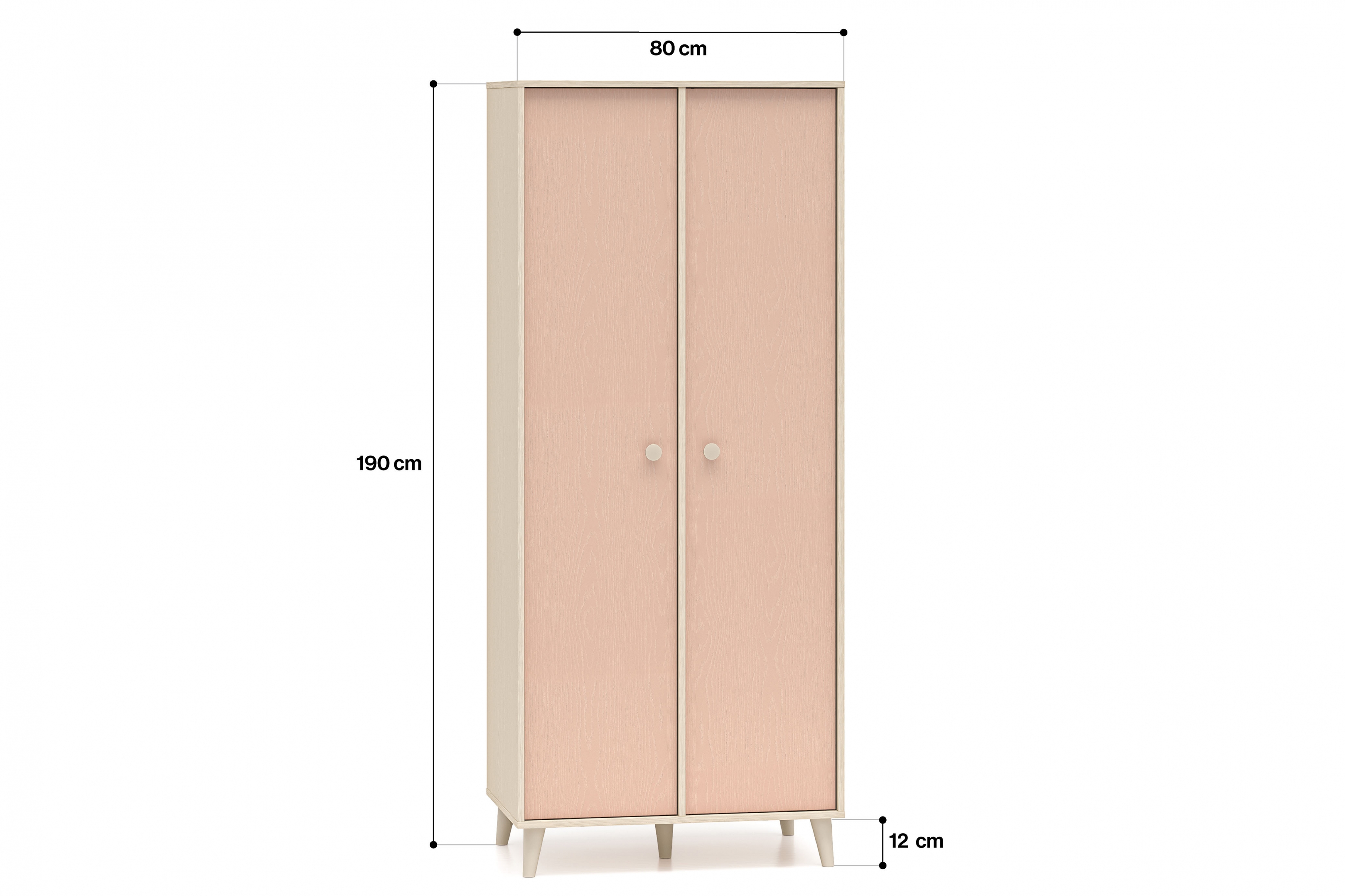 Dětská šatní skříň Marla 80 cm - pouštní písek / růžová skříň Marla 80 cm - piasek pustyni / millenial pink