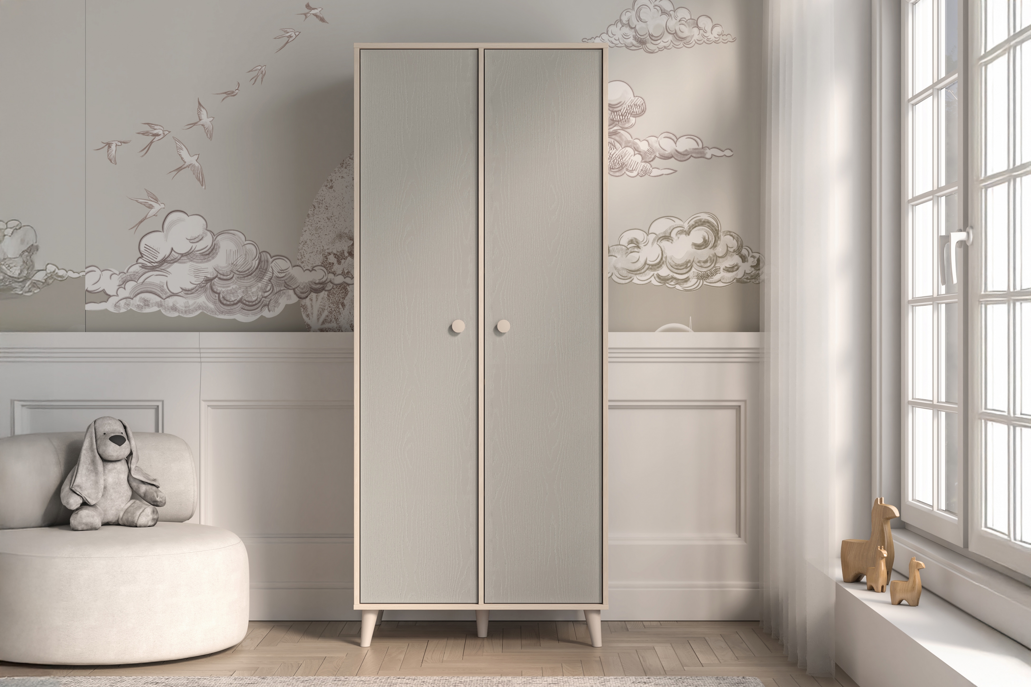 Dětská šatní skříň Marla 80 cm - pouštní písek / šedá pallad skříň Marla 80 cm - piasek pustyni / šedá pallad