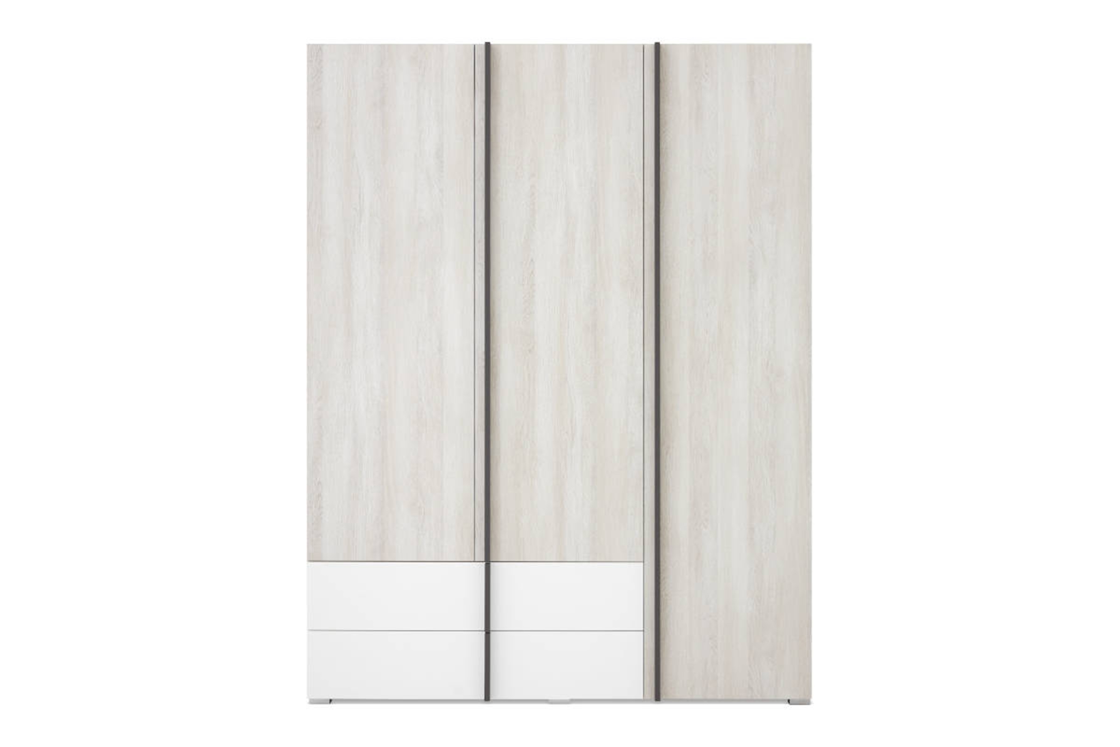 Studentská šatní skříň Lumo 1 150 cm se zásuvkami - dub wilton bílý / bílý lux / antracit skříň mlodziezowa Lumo 1 150 cm se zásuvkami - dub wilton bílá / bílá lux / antracitová