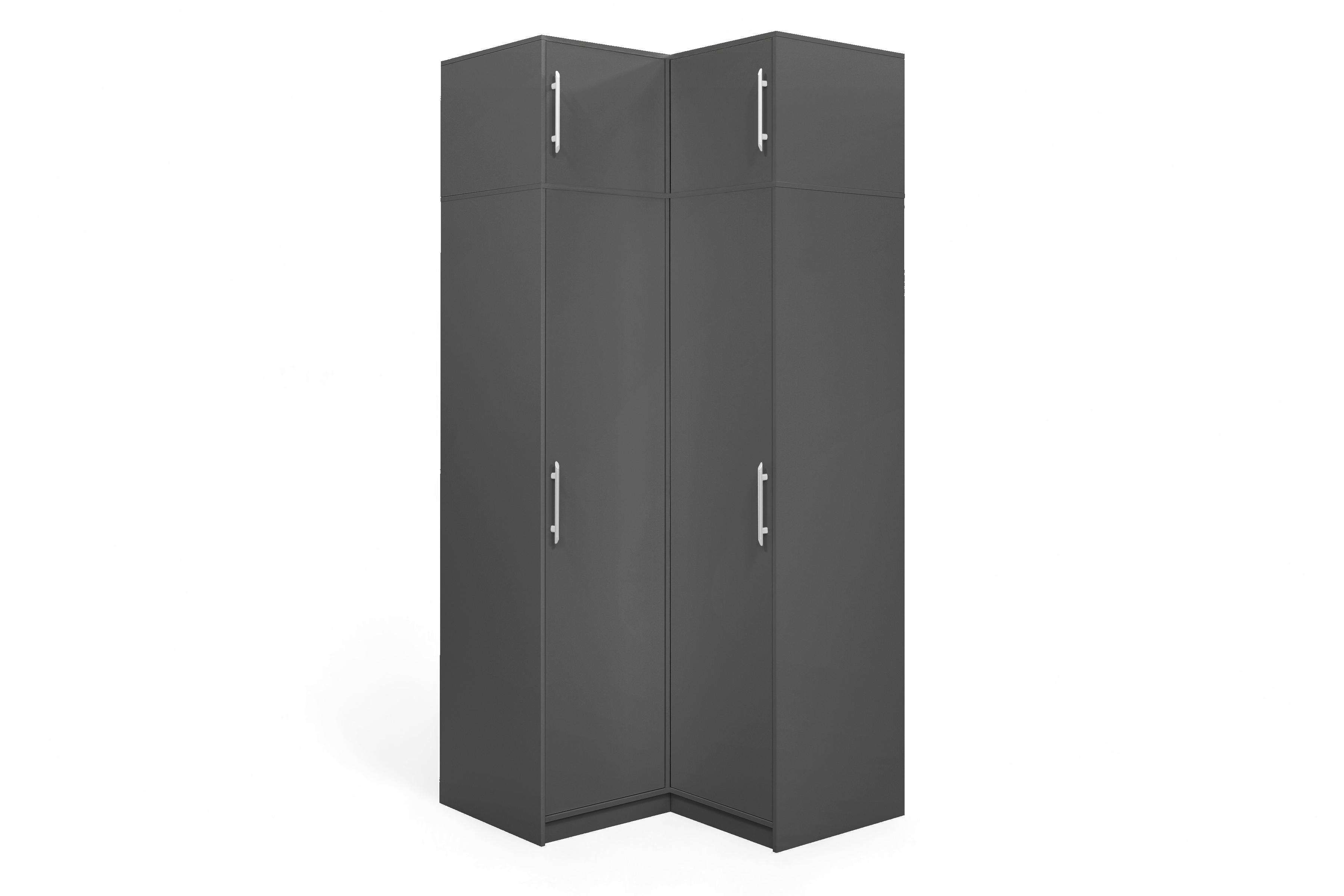 Rohová šatníková skriňa Bali 109 cm s nadstavcom - grafitová Rohová skriňa Bali z nadstawka 109 cm - grafit