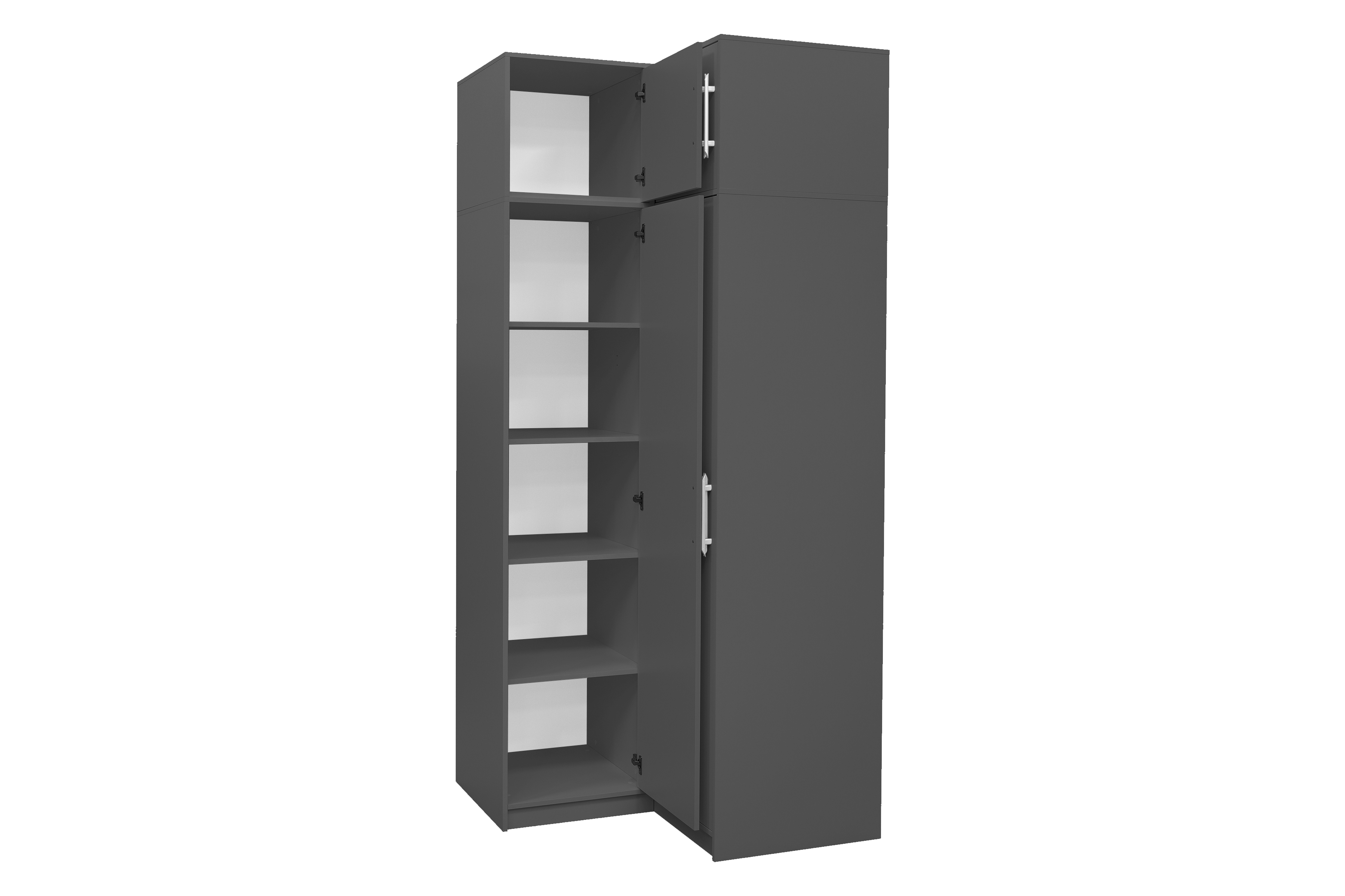 Rohová šatníková skriňa Bali 109 cm s nadstavcom - grafitová Rohová skriňa Bali z nadstawka 109 cm - grafit