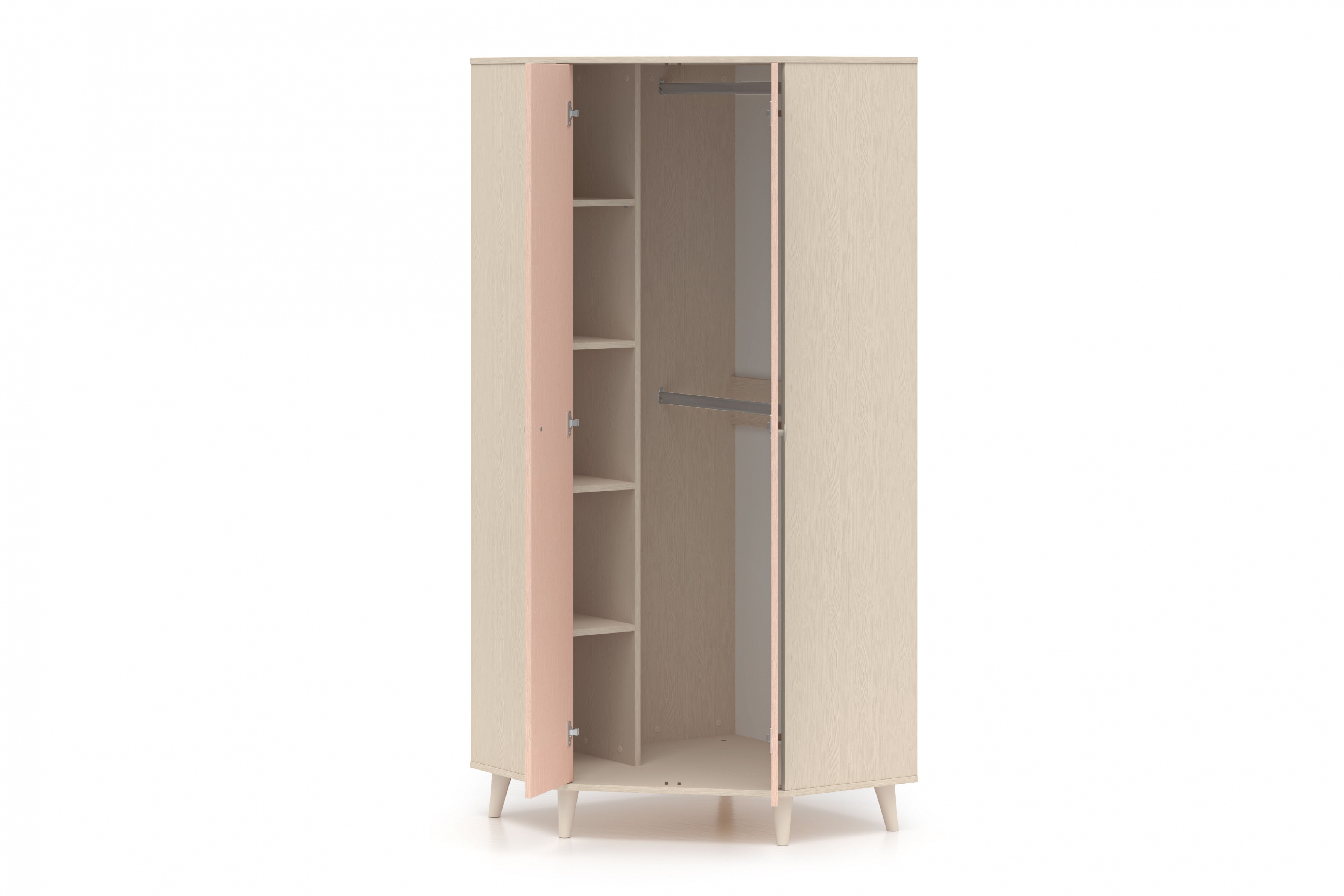 Rohová skriňa do detskej izby Marla 80 cm - púštny piesok / ružová Rohová skriňa Marla 80 cm - piasek pustyni / millenial pink