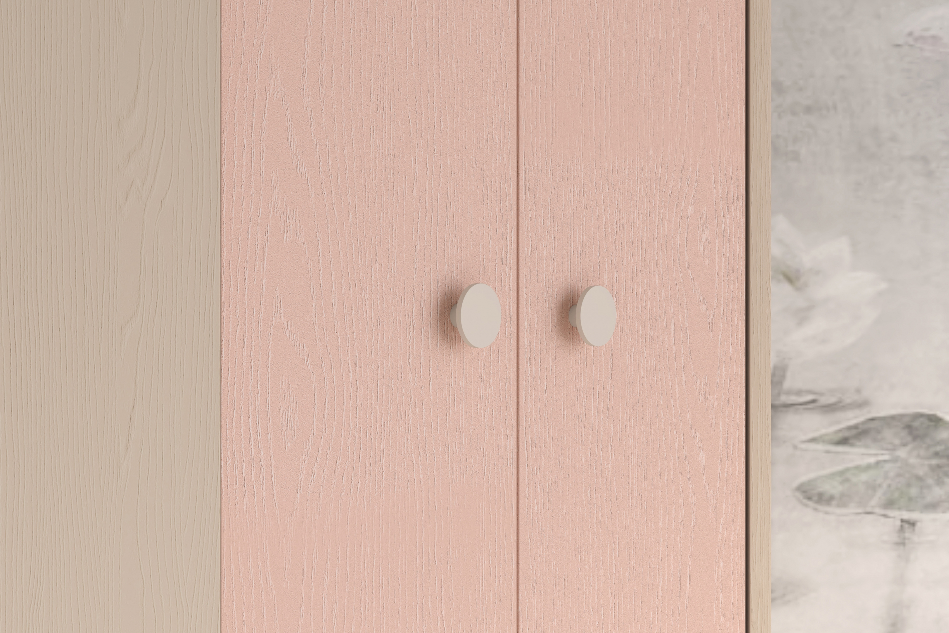 Rohová skriňa do detskej izby Marla 80 cm - púštny piesok / ružová Rohová skriňa Marla 80 cm - piasek pustyni / millenial pink