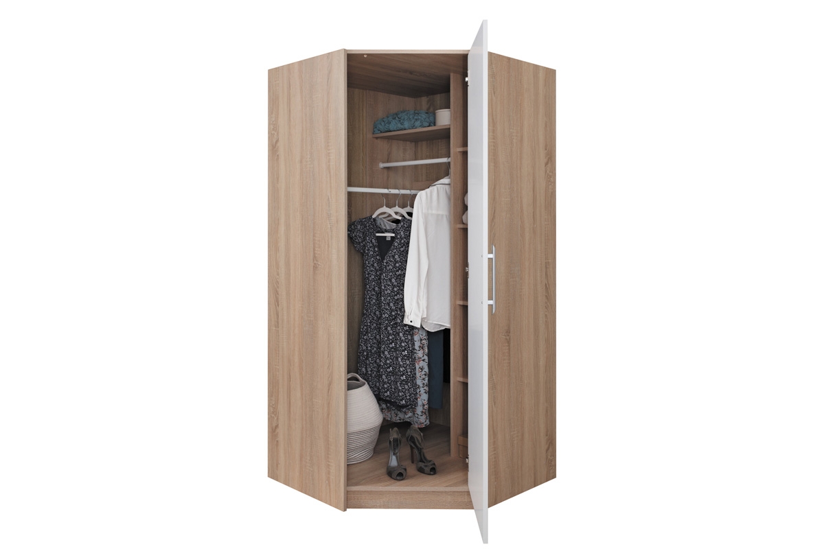 Rohová skříň Smart SR4 Skříň rohová s šatními tyčemi a policemi