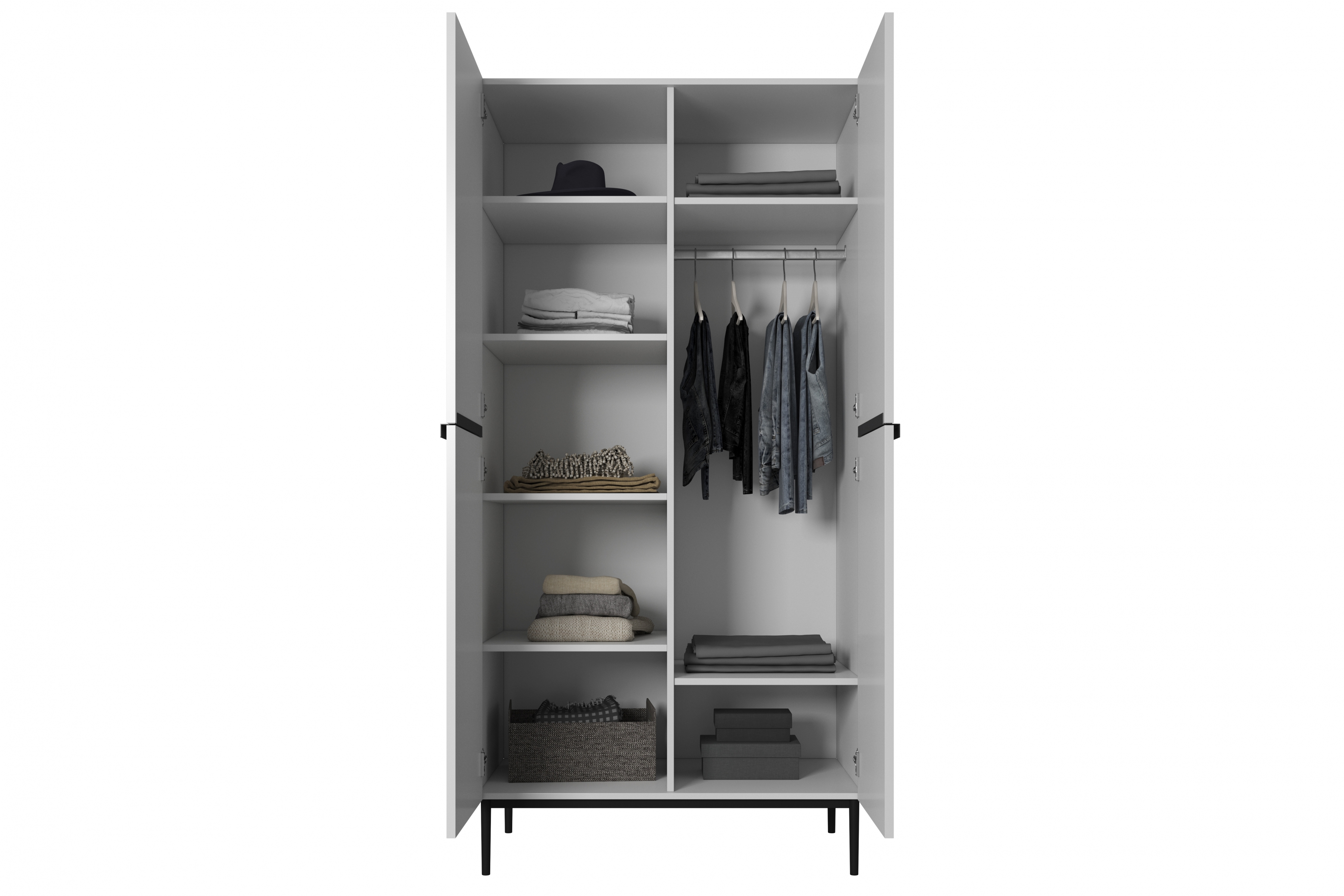 Skriňa Nicol 100 cm - biely mat / čierne nožičky Skriňa Nicole 100 cm z policami - biely mat / čierny nozki