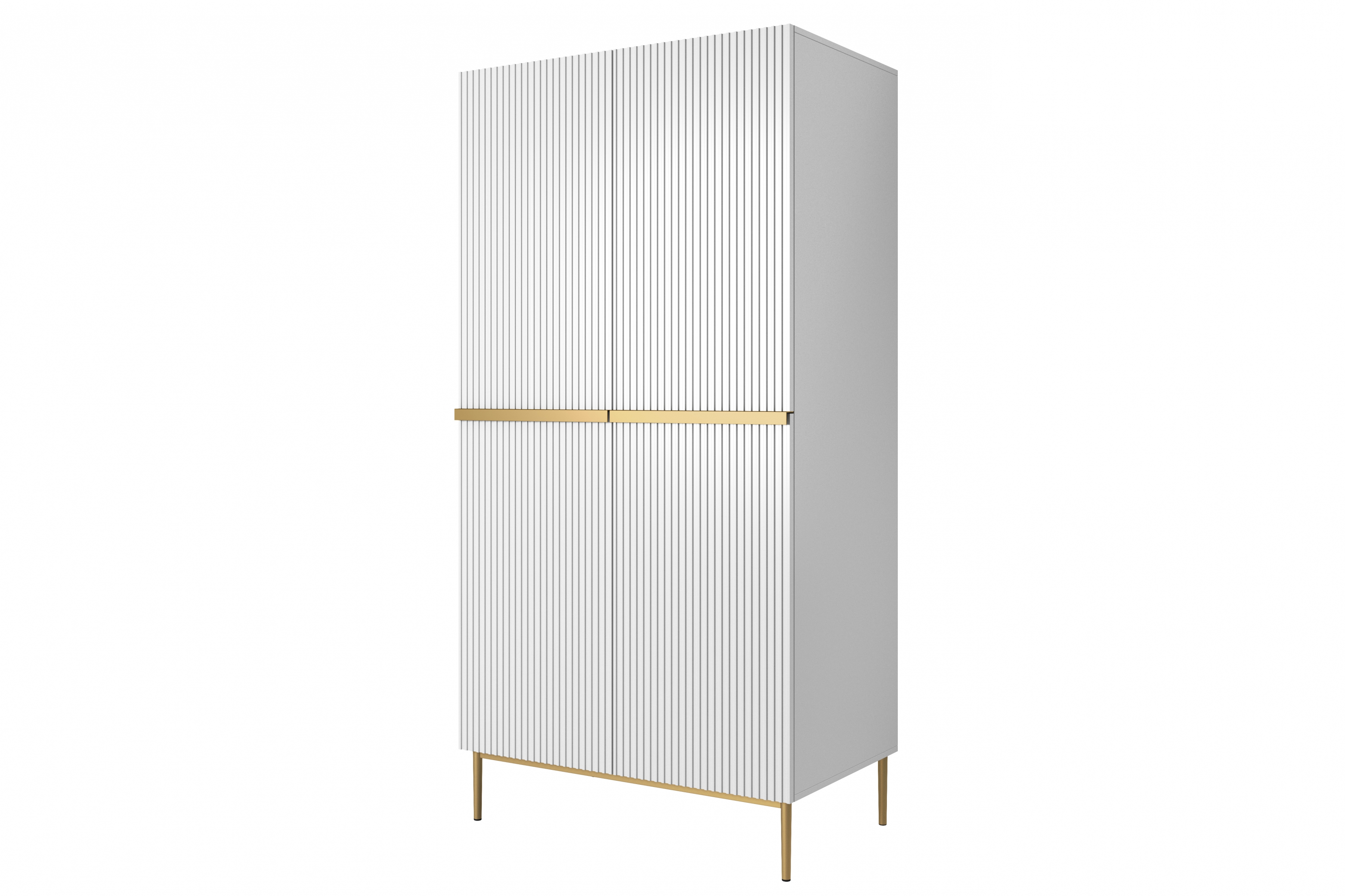 Skříň Nicole 100 cm - bílý mat / zlaté nožky skříň Nicole 100 cm z policemi - bílý mat / zlote nozki