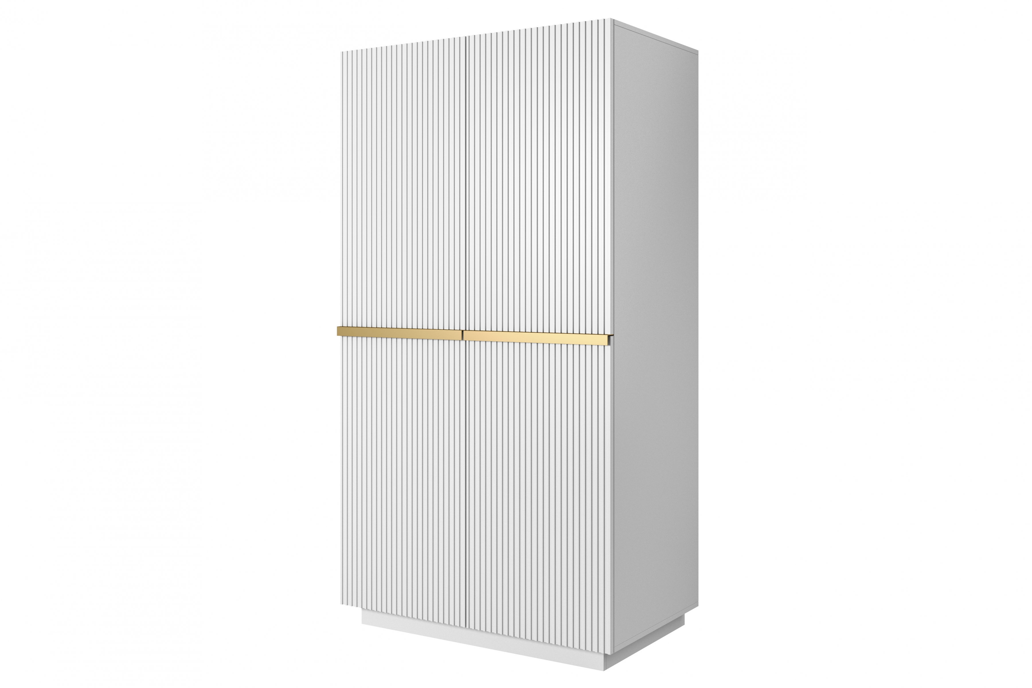 Skriňa Nicole s frézovaným čelom 100 cm - biely mat / zlaté úchytky Skriňa Nicole 100 cm z policami - biely mat / zlote úchyty