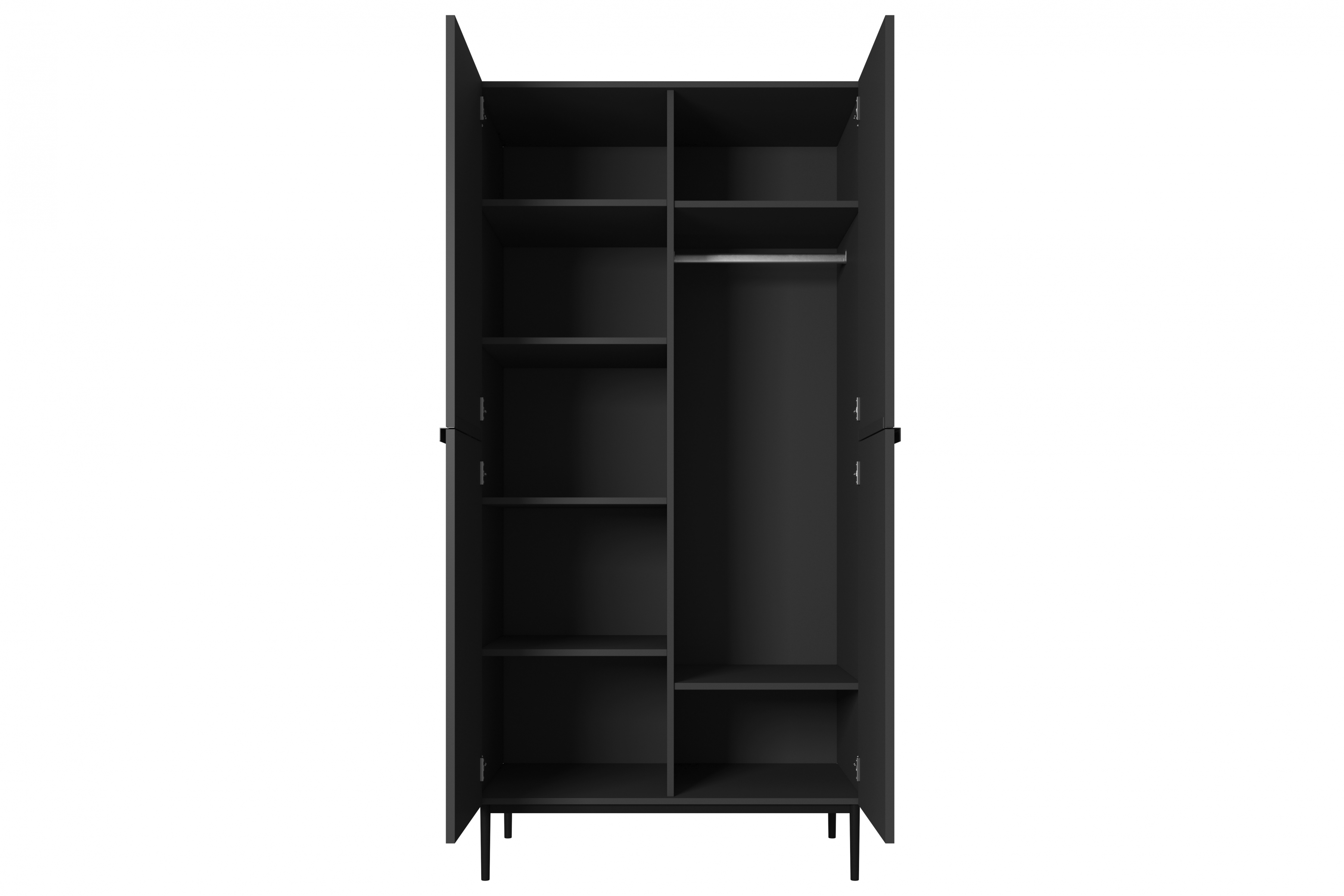Skriňa Nicole s kovovými nohami 100 cm - čierny mat / čierne nožičky Skriňa Nicole 100 cm z policami - Čierny mat / čierny nozki