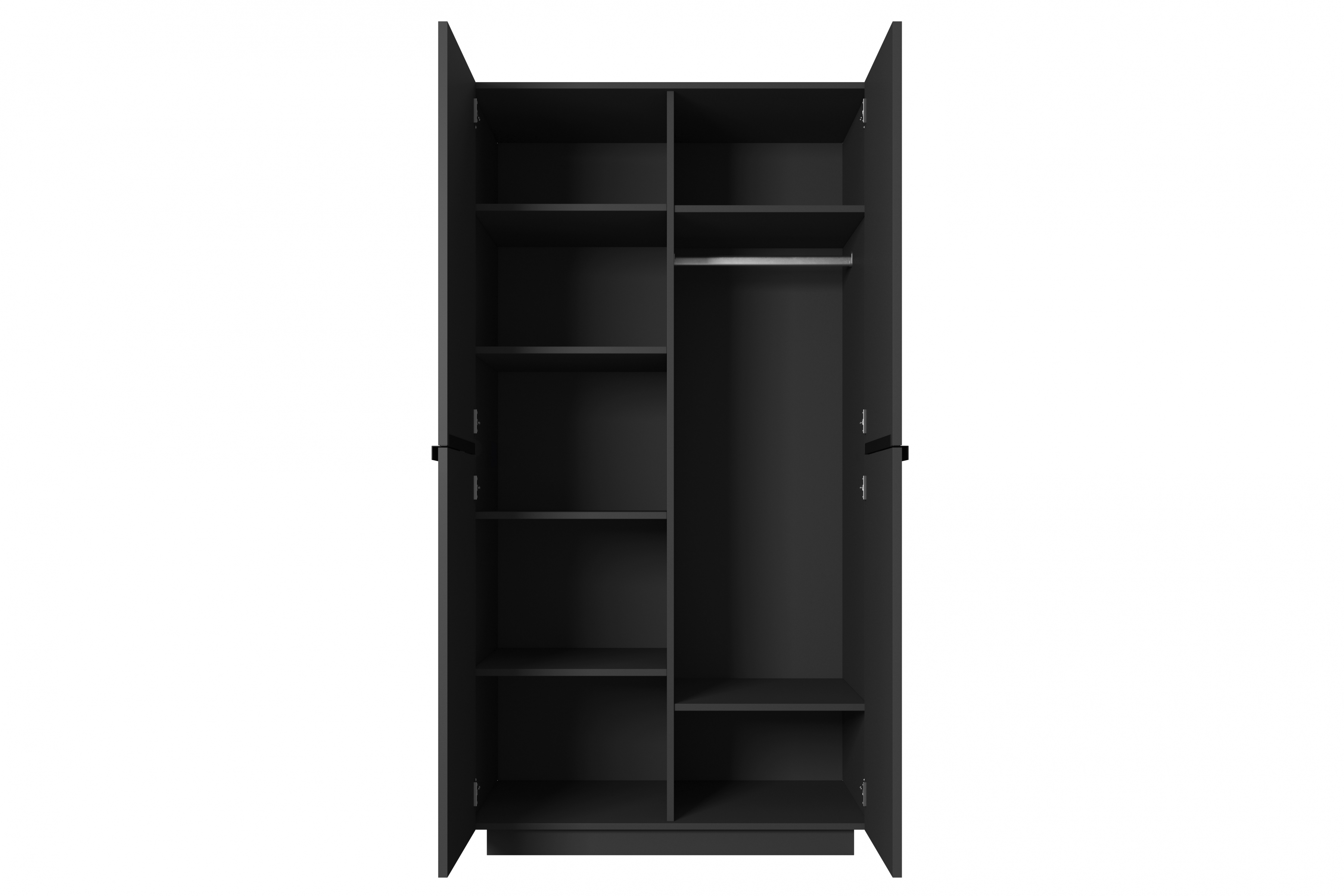 Skriňa Nicole s frézovaným čelom 100 cm - čierna mat / čierne úchytky Skriňa Nicole 100 cm z policami - Čierny mat / čierny úchyty