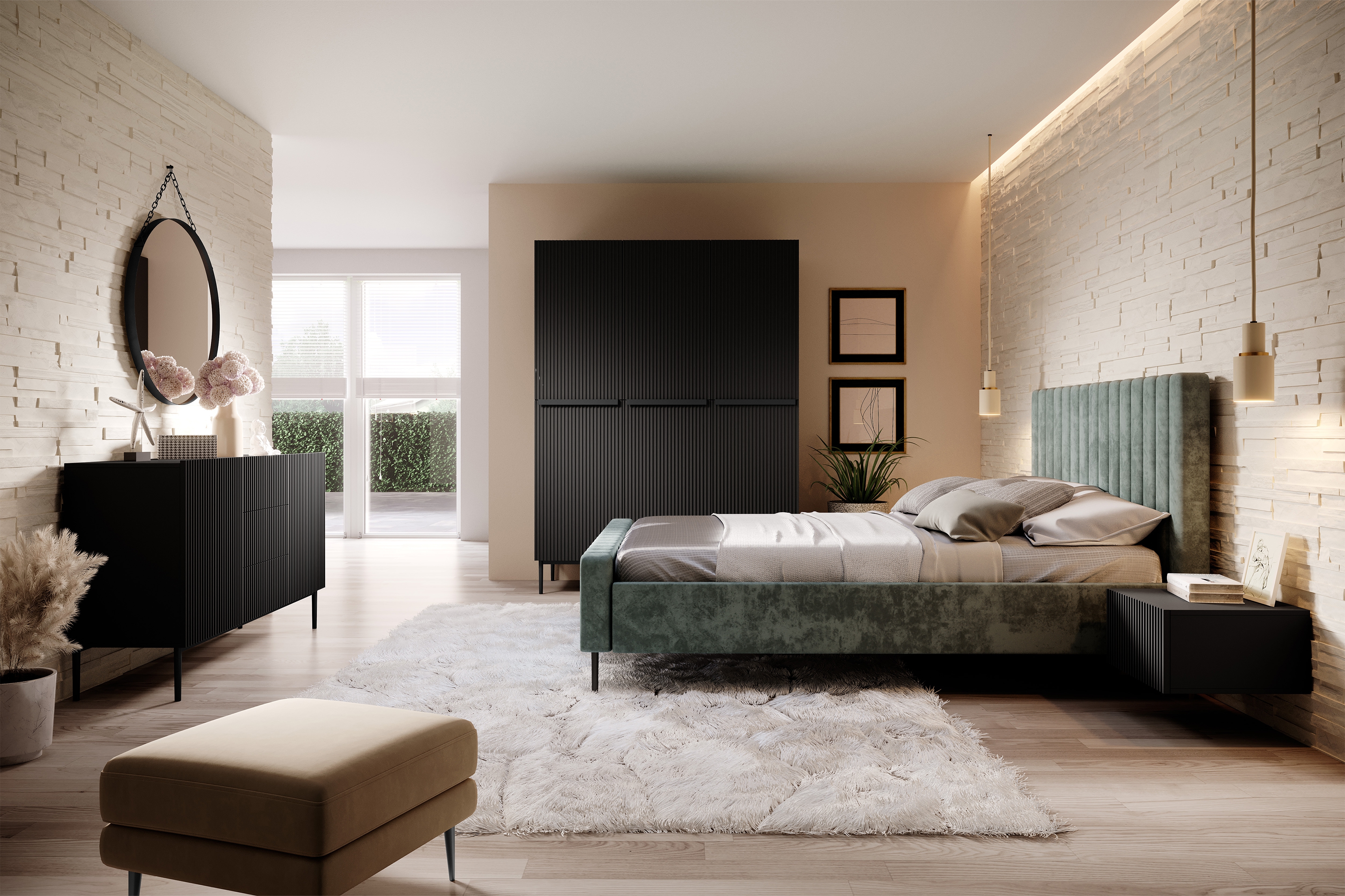 Šatníková skriňa Nicole 150 cm s policami - čierny mat / čierne nožičky Skriňa Nicole 150 cm  na kovových nohách - Čierny mat / čierny nozki