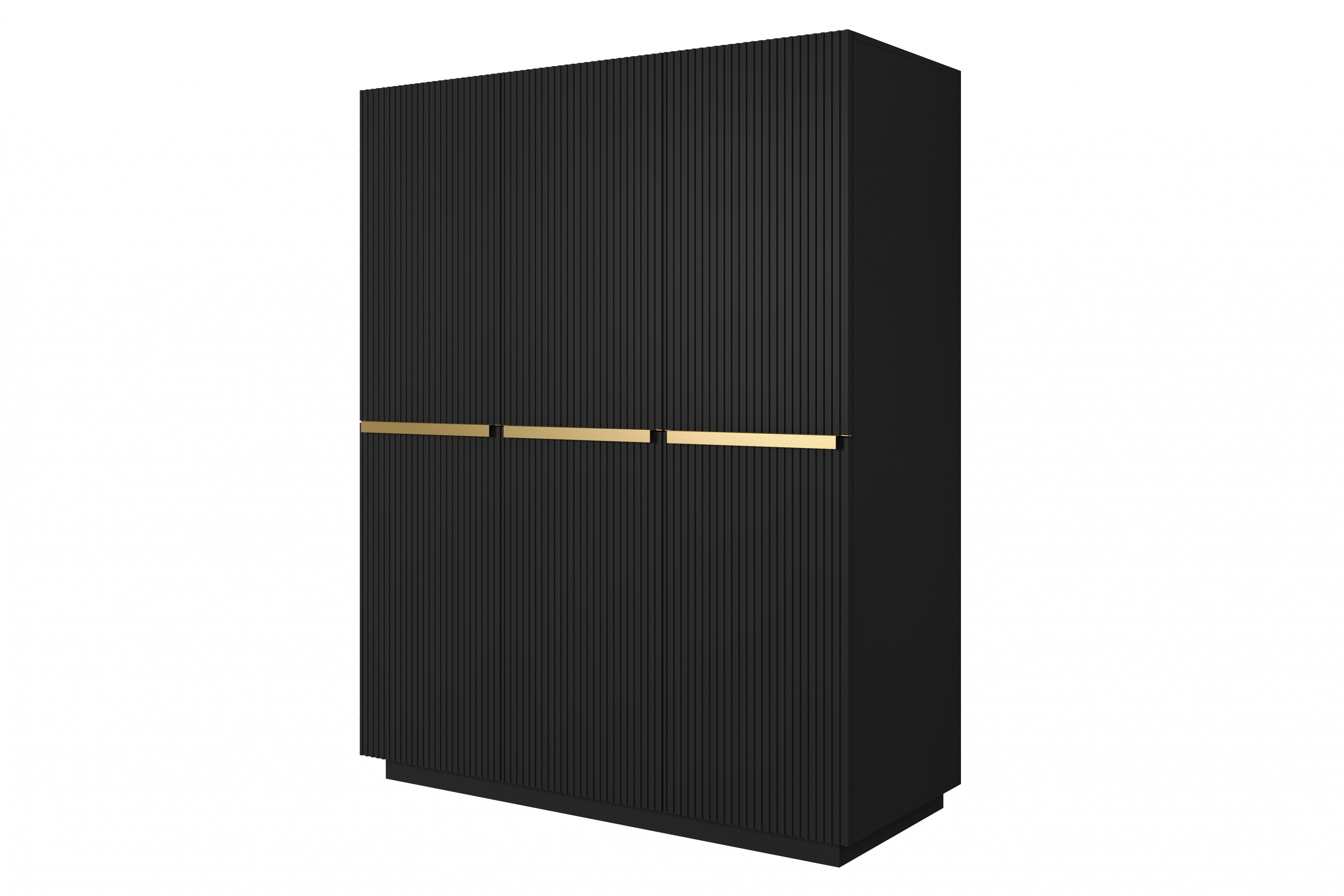 Skriňa Nicole 150 cm na sokli - čierny mat / zlaté úchytky Skriňa Nicole 150 cm z policami - Čierny mat / zlote úchyty
