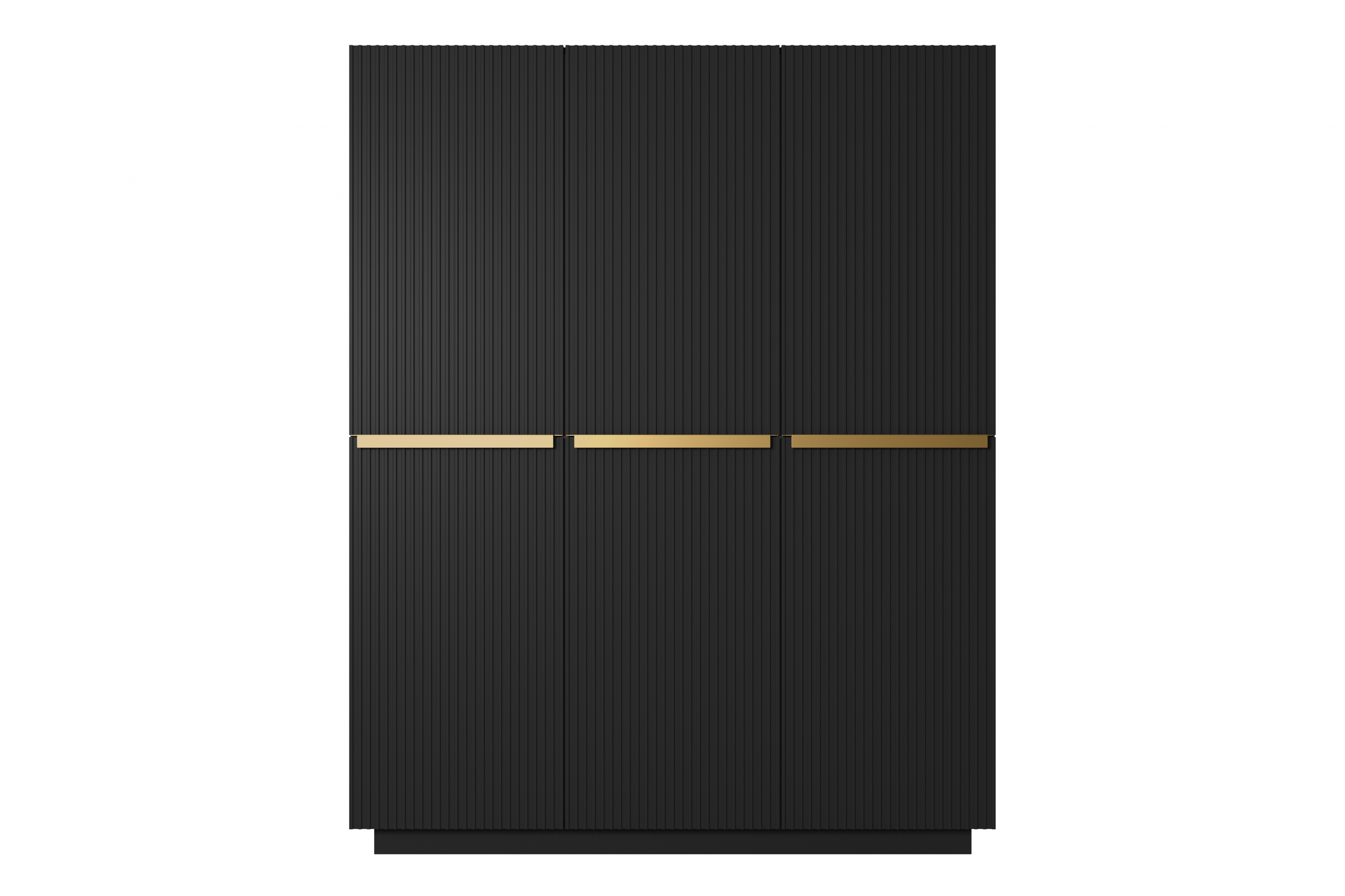 Skriňa Nicole 150 cm na sokli - čierny mat / zlaté úchytky Skriňa Nicole 150 cm z policami - Čierny mat / zlote úchyty