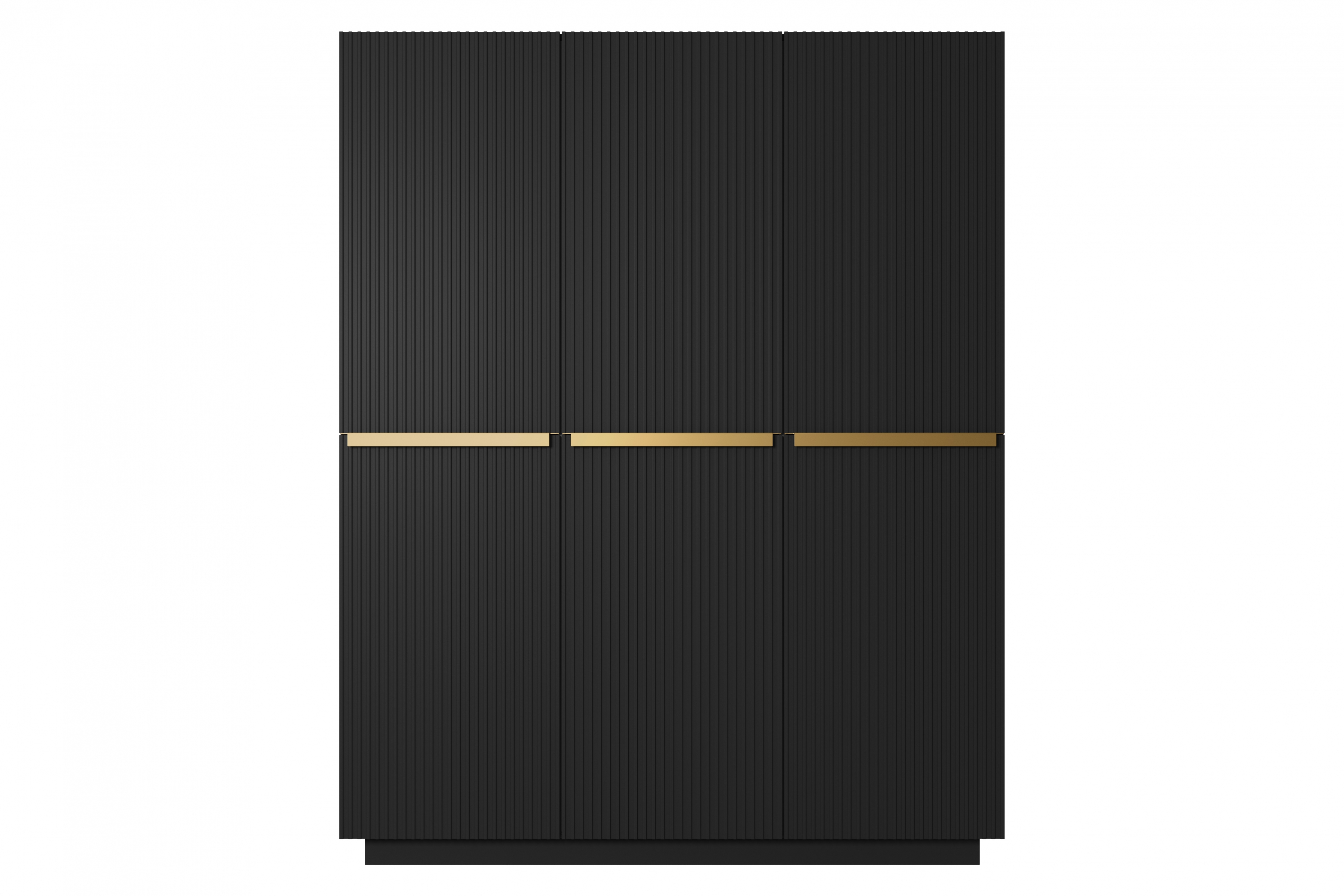 Skriňa Nicole 150 cm s ukrytými zásuvkami - čierny mat / zlaté úchytky Skriňa Nicole 150 cm z policami i zásuvkami - Čierny mat / zlote úchyty