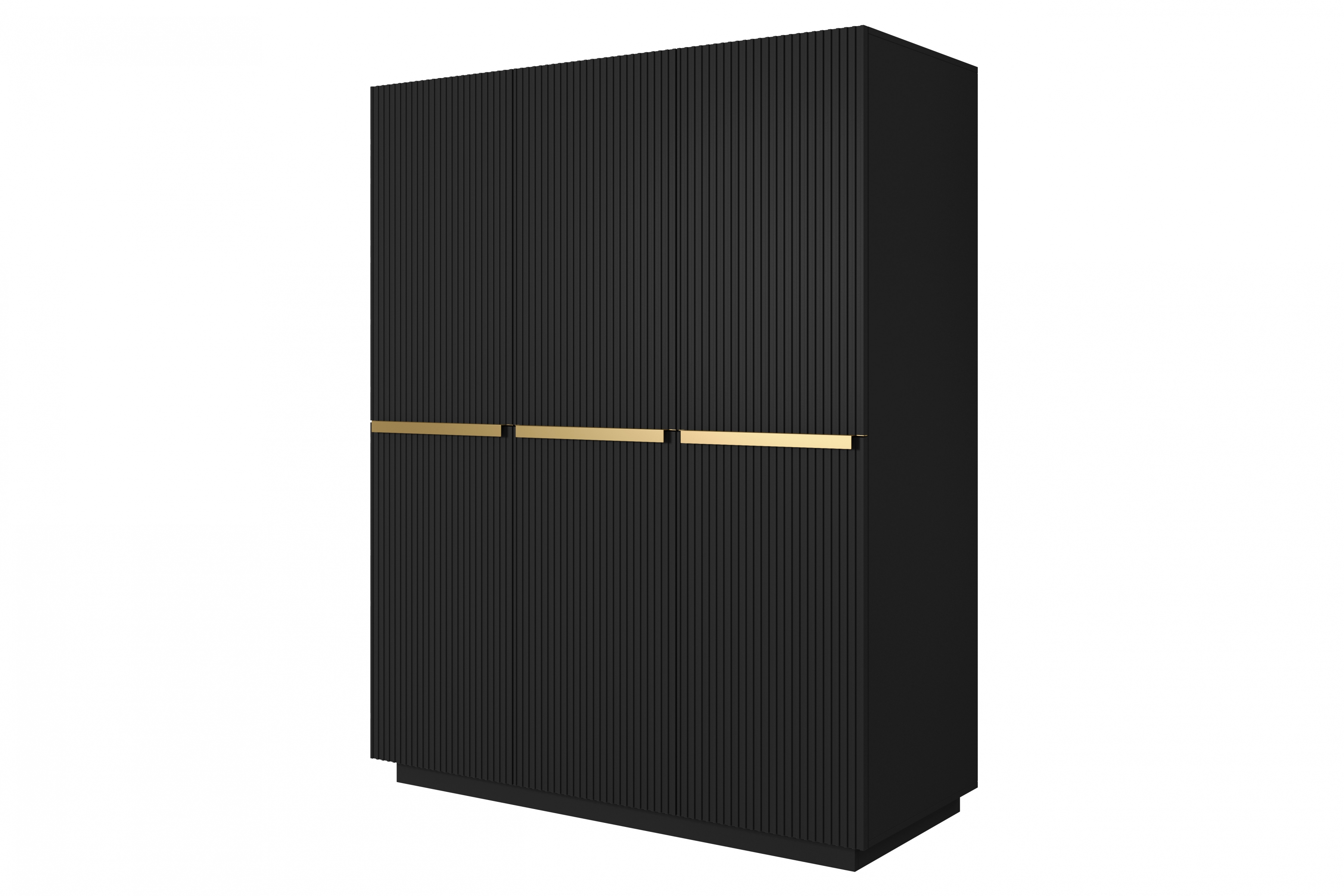 Skriňa Nicole 150 cm s ukrytými zásuvkami - čierny mat / zlaté úchytky Skriňa Nicole 150 cm z policami i zásuvkami - Čierny mat / zlote úchyty