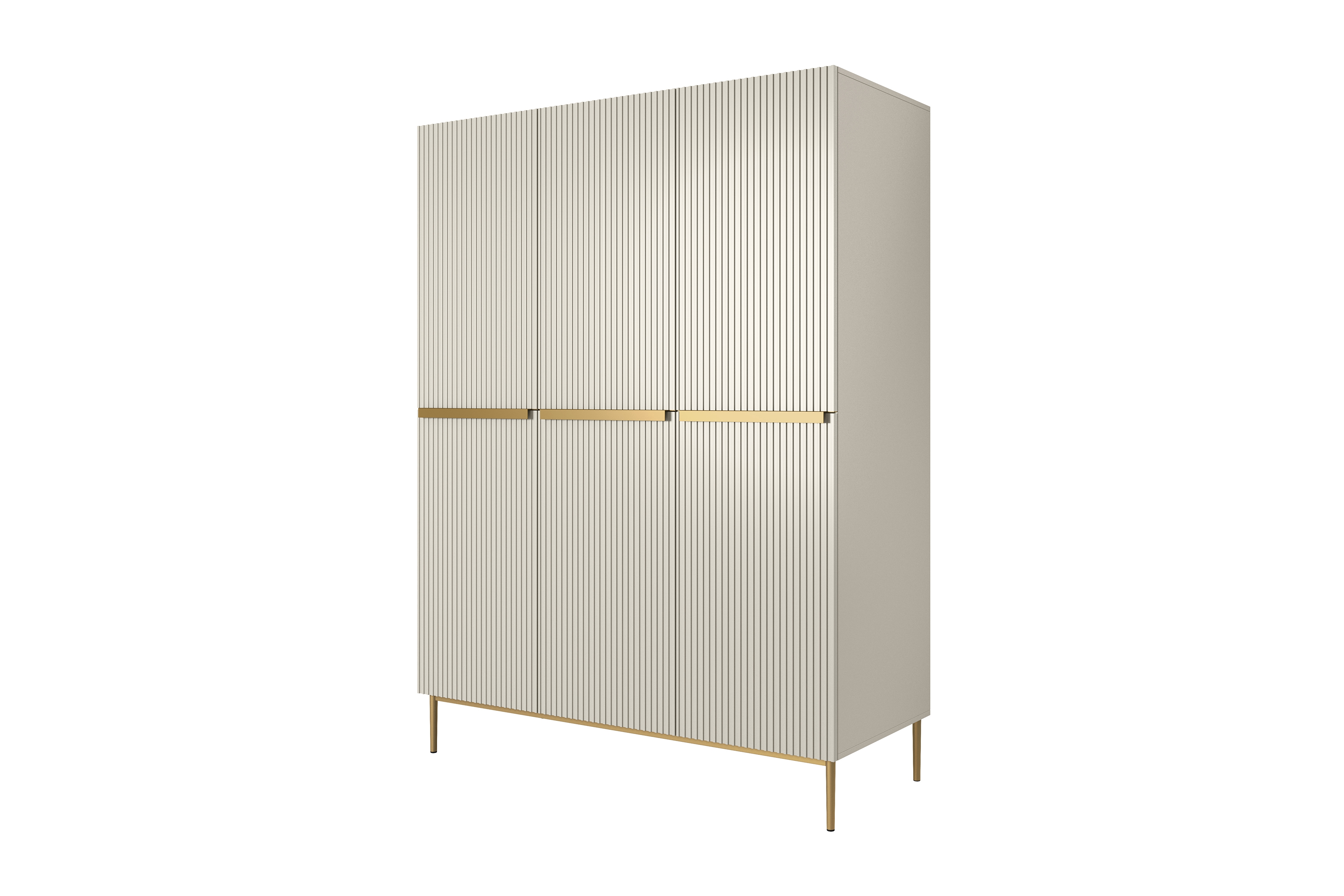 Skriňa Nicole 150 cm s ukrytými zásuvkami - kašmírová / zlaté nožičky Skriňa Nicole 150 cm z policami i zásuvkami - kašmír / zlote nozki