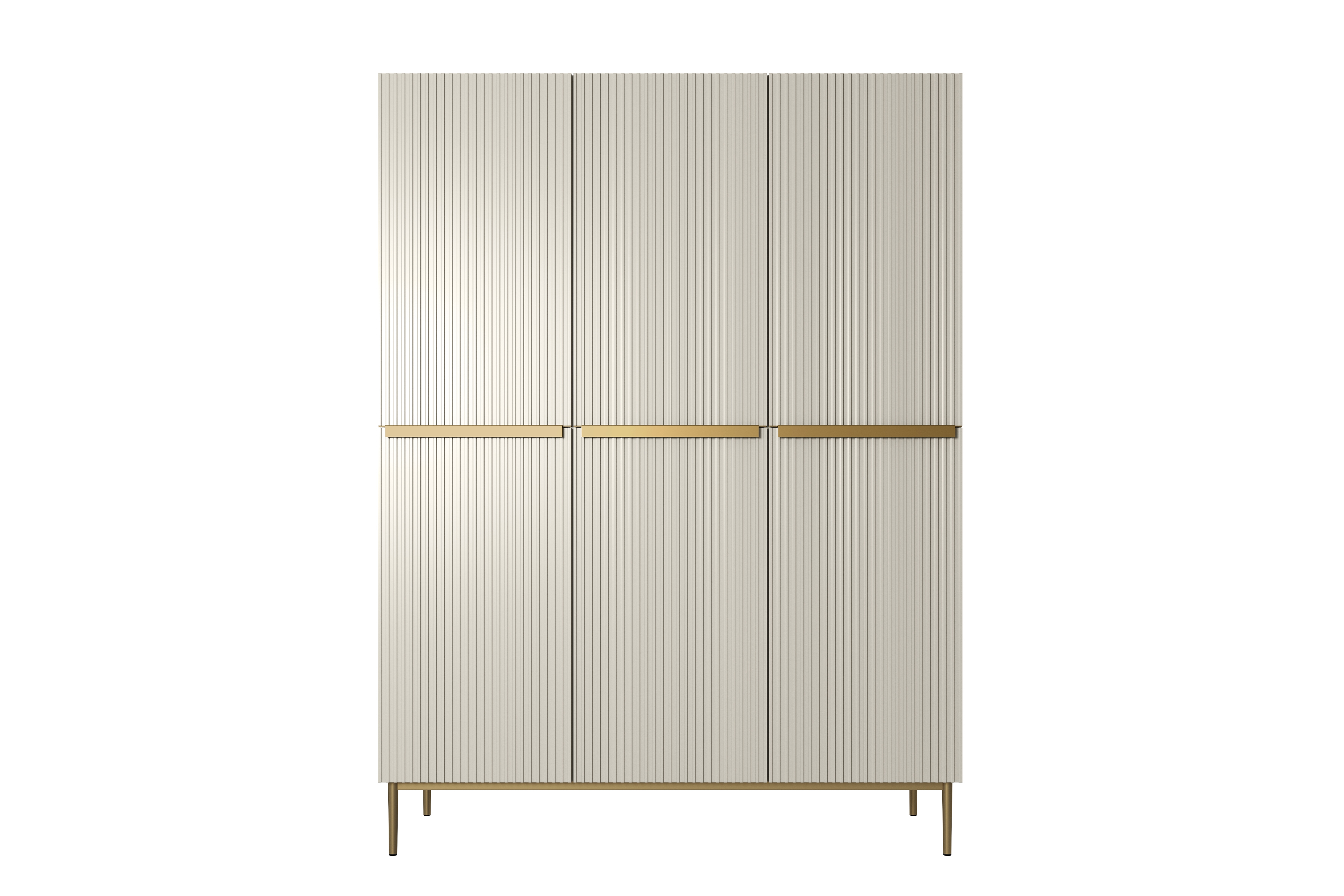 Skriňa Nicole 150 cm s ukrytými zásuvkami - kašmírová / zlaté nožičky Skriňa Nicole 150 cm z policami i zásuvkami - kašmír / zlote nozki