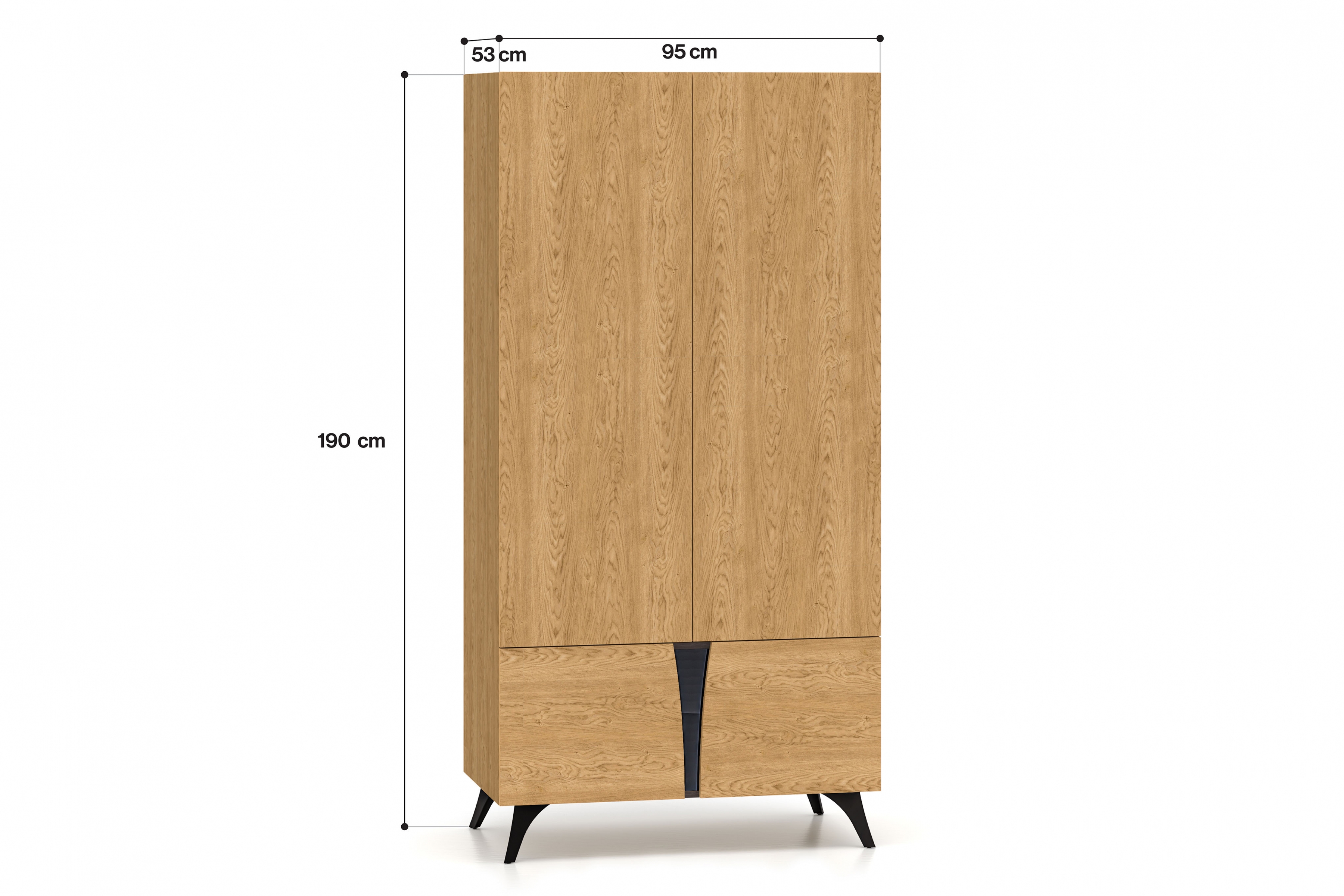 Šatní skříň s otočnými dveřmi Natina 01 95 cm - dub baltic dune skříň otvírána Natina 95 cm - dub baltic dune / jasan portland černá