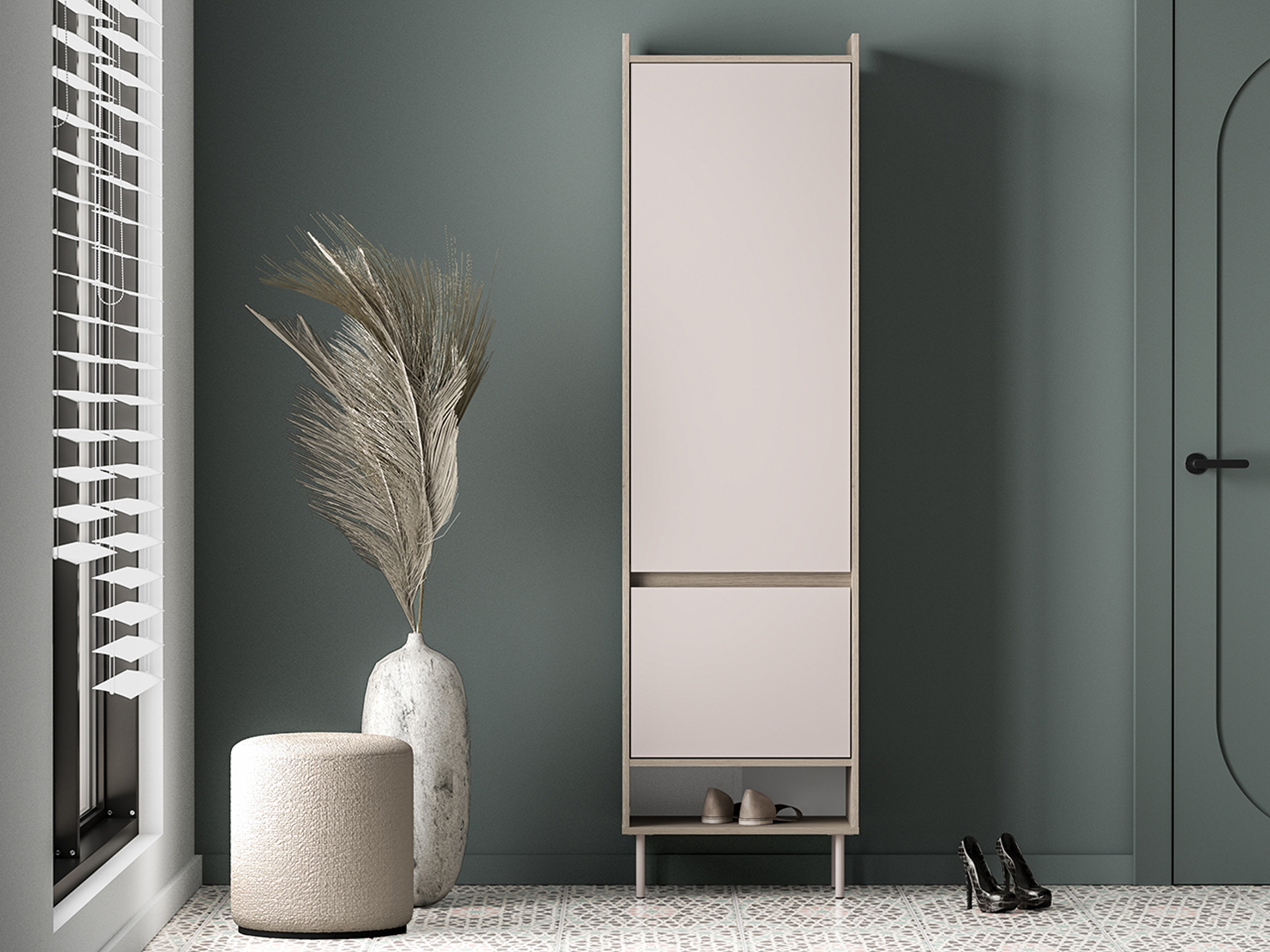 Šatní skříň s otočnými dveřmi Tivano 01 54 cm - kašmír / dub cremona skříň otvírána Voco 01 54 cm - kašmír / dub cremona