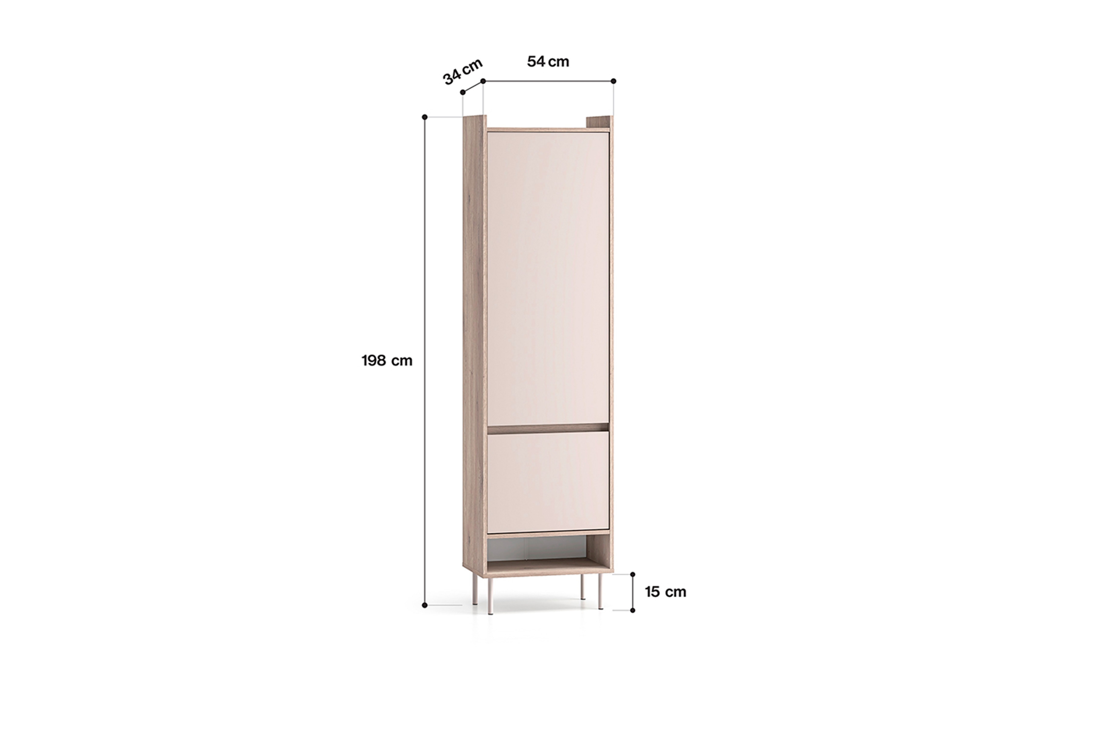 Šatní skříň s otočnými dveřmi Tivano 01 54 cm - kašmír / dub cremona skříň otvírána Voco 01 54 cm - kašmír / dub cremona