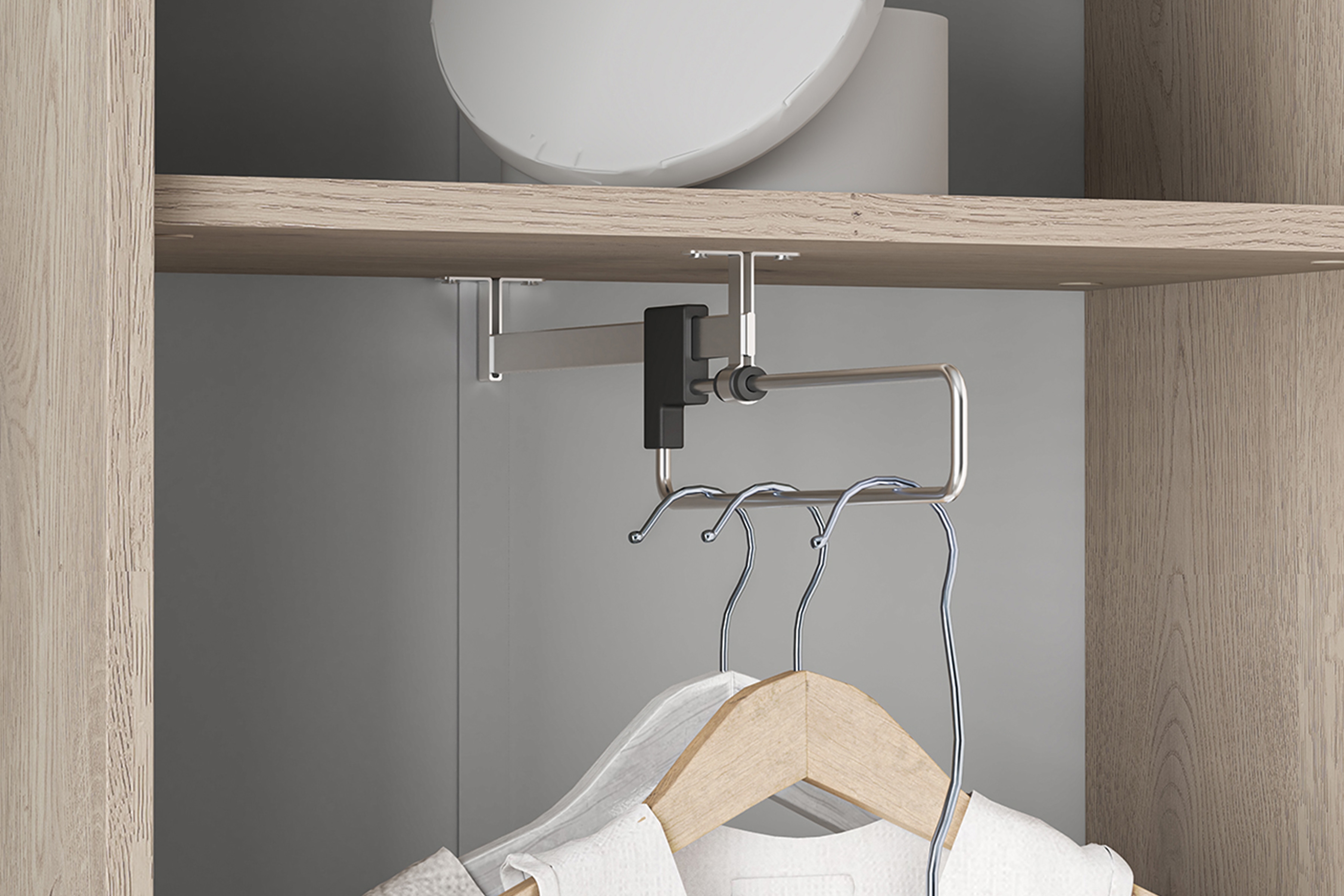 Šatní skříň s otočnými dveřmi Tivano 01 54 cm - kašmír / dub cremona skříň otvírána Voco 01 54 cm - kašmír / dub cremona