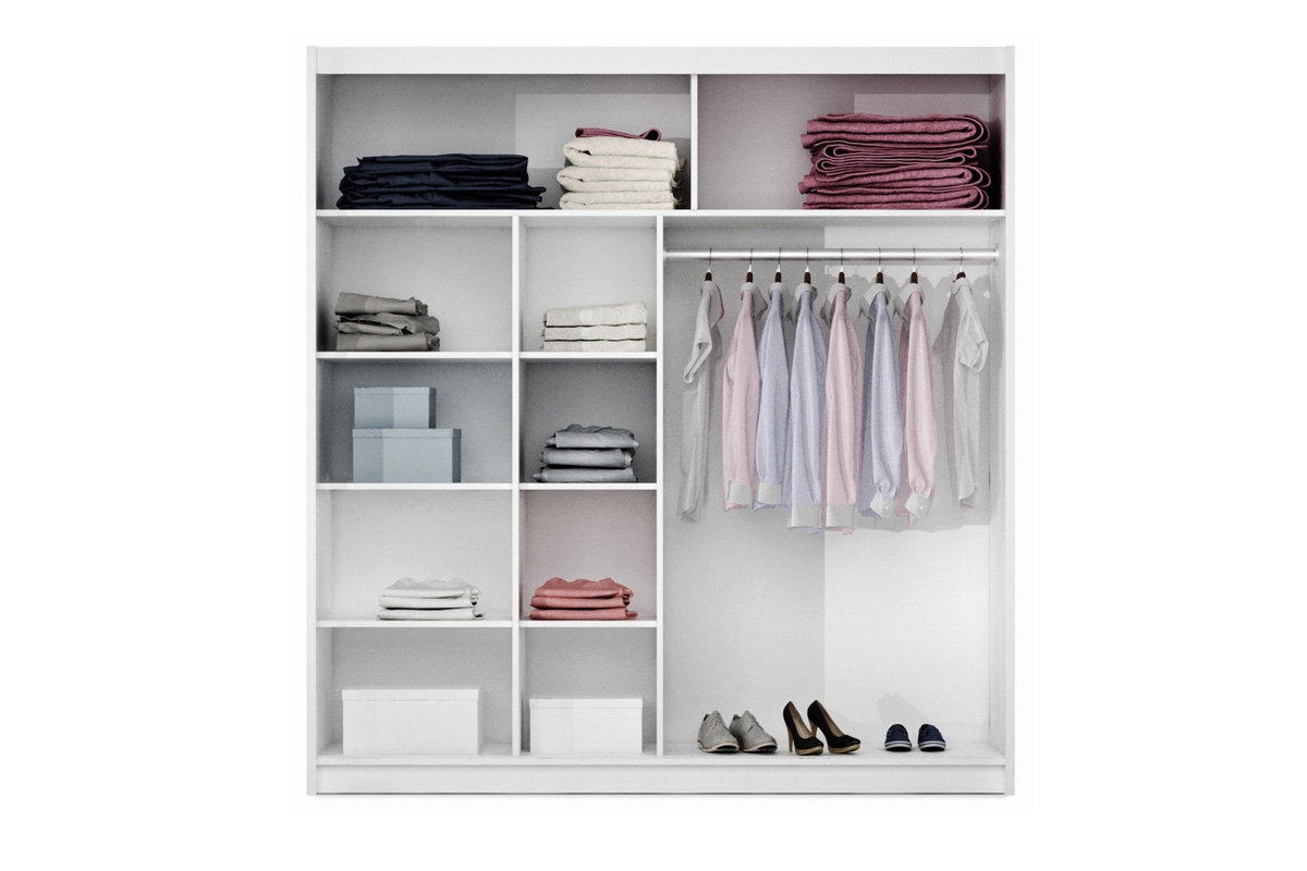 Skriňa s posuvnými dverami Aruba 2 203 cm - Grafit/Zrkadlo grafit Vnútro Skrine 