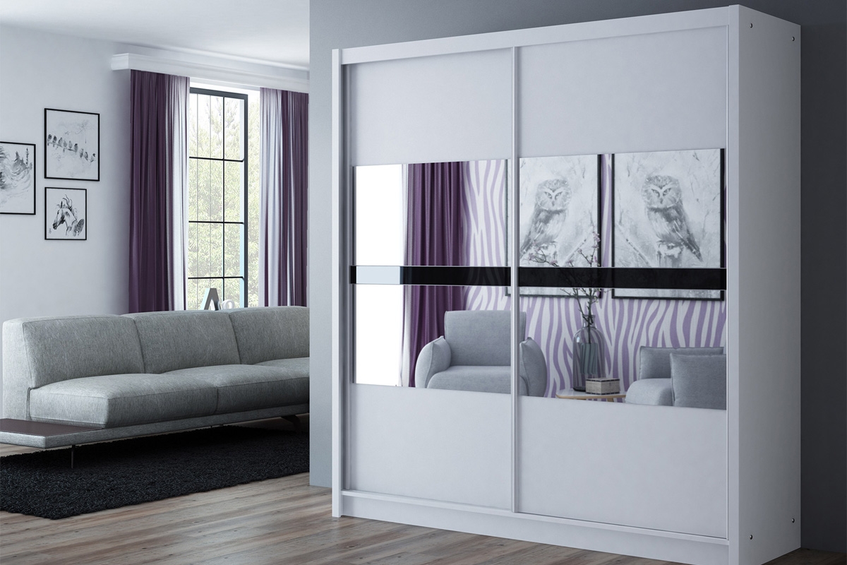 Šatní skříň Batumi 203 cm s posuvnými dveřmi - bílá Skříň do obývacího pokoje