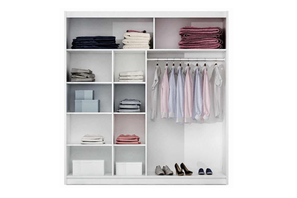 Šatní skříň Batumi 203 cm s posuvnými dveřmi - bílá Skříň na oblečení