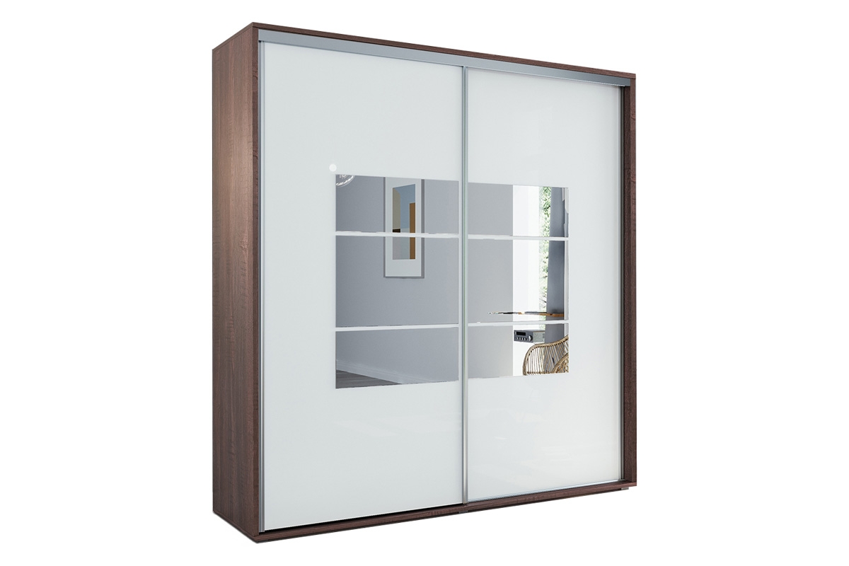 Skriňa s posuvnými dverami Senas 200/245 cm - Biely/Dub czekoladowy Skriňa s posuvnými dverami Senas 200/245 cm - Biely/Dub czekoladowy