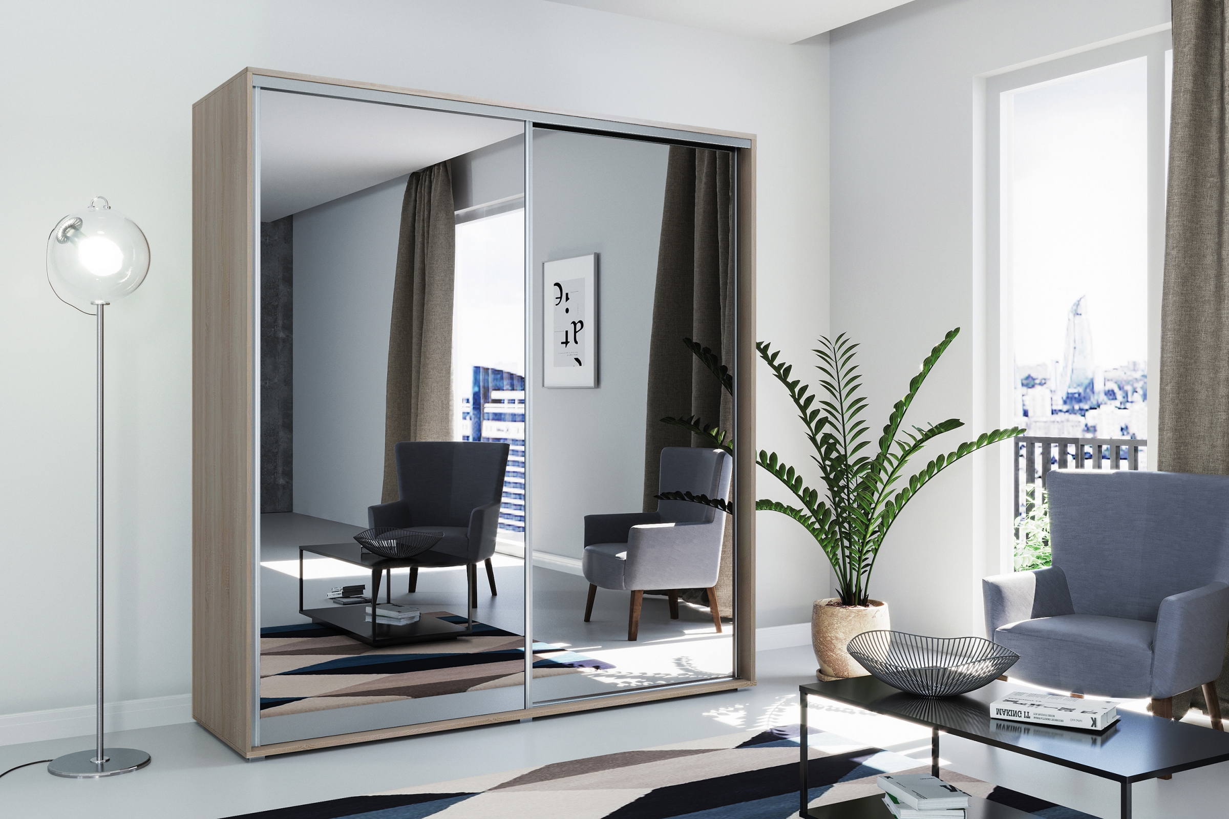 Skříň Trofi 230x245 cm s posuvnými dveřmi - dub sonoma Skříň s posuvnými dveřmi Trofi 230/245 cm - dub sonoma