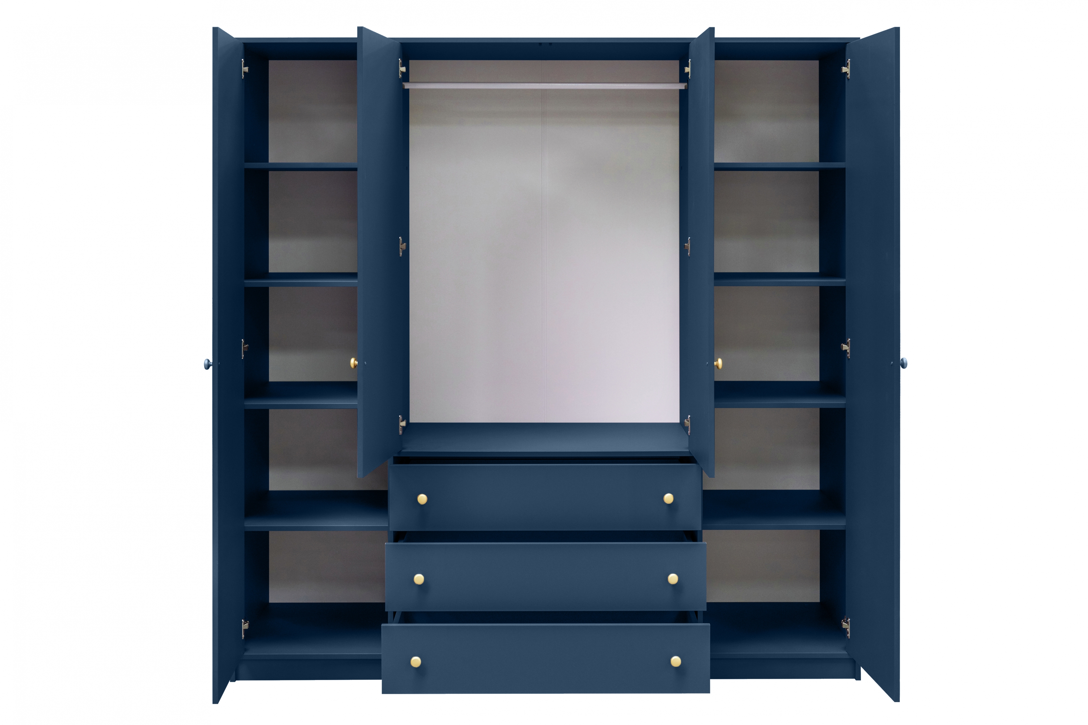 Skříň Siena II D4 196 cm - tmavě modrá skříň Siena II D4 196 cm s zásuvkami i zrcadlem - tmavý Blankyt