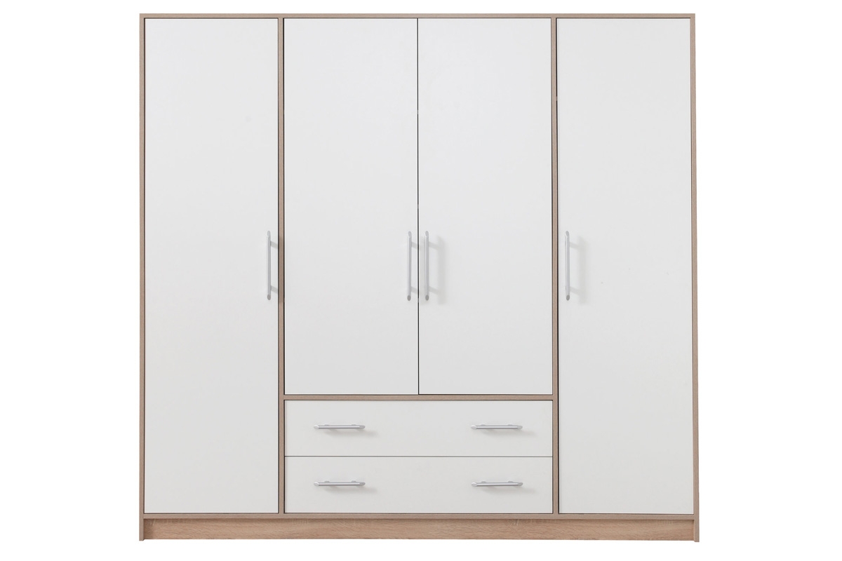 Kombinovaná skriňa Smart SR1 - 200 cm - biely lux / dub sonoma szafa do sypialni