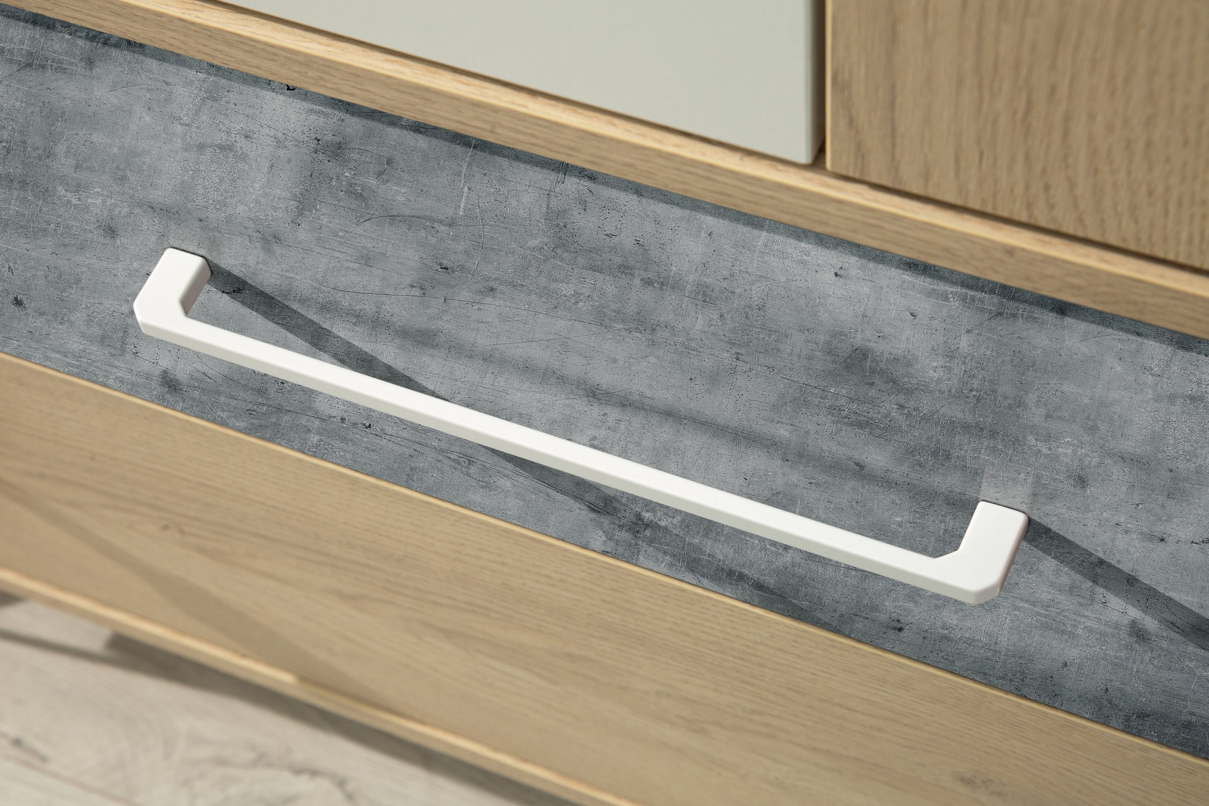 Skříň Step ST1 se zásuvkami 90 cm - dub piškotový / bílá / beton skříň Step 90 cm se zásuvkami dub biszkoptowy / bílá lux / beton