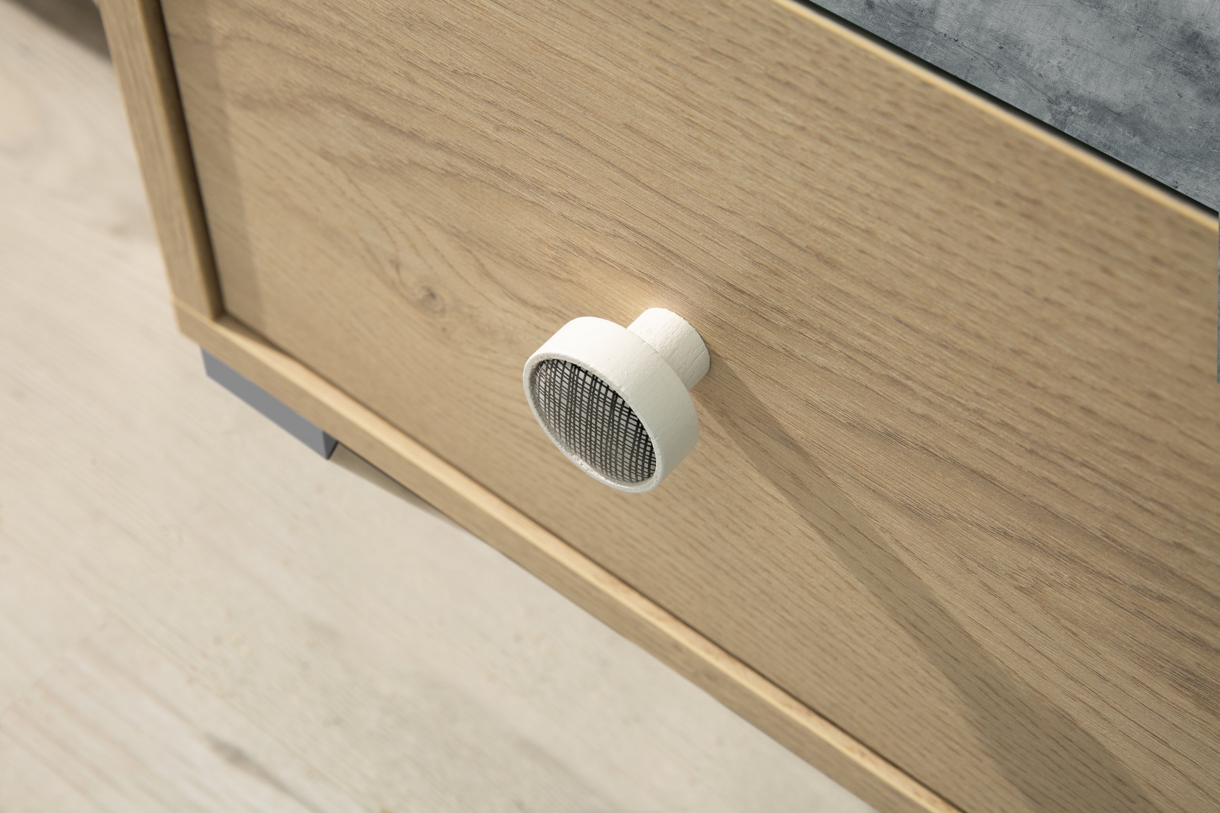 Skříň Step ST1 se zásuvkami 90 cm - dub piškotový / bílá / beton skříň Step 90 cm se zásuvkami dub biszkoptowy / bílá lux / beton