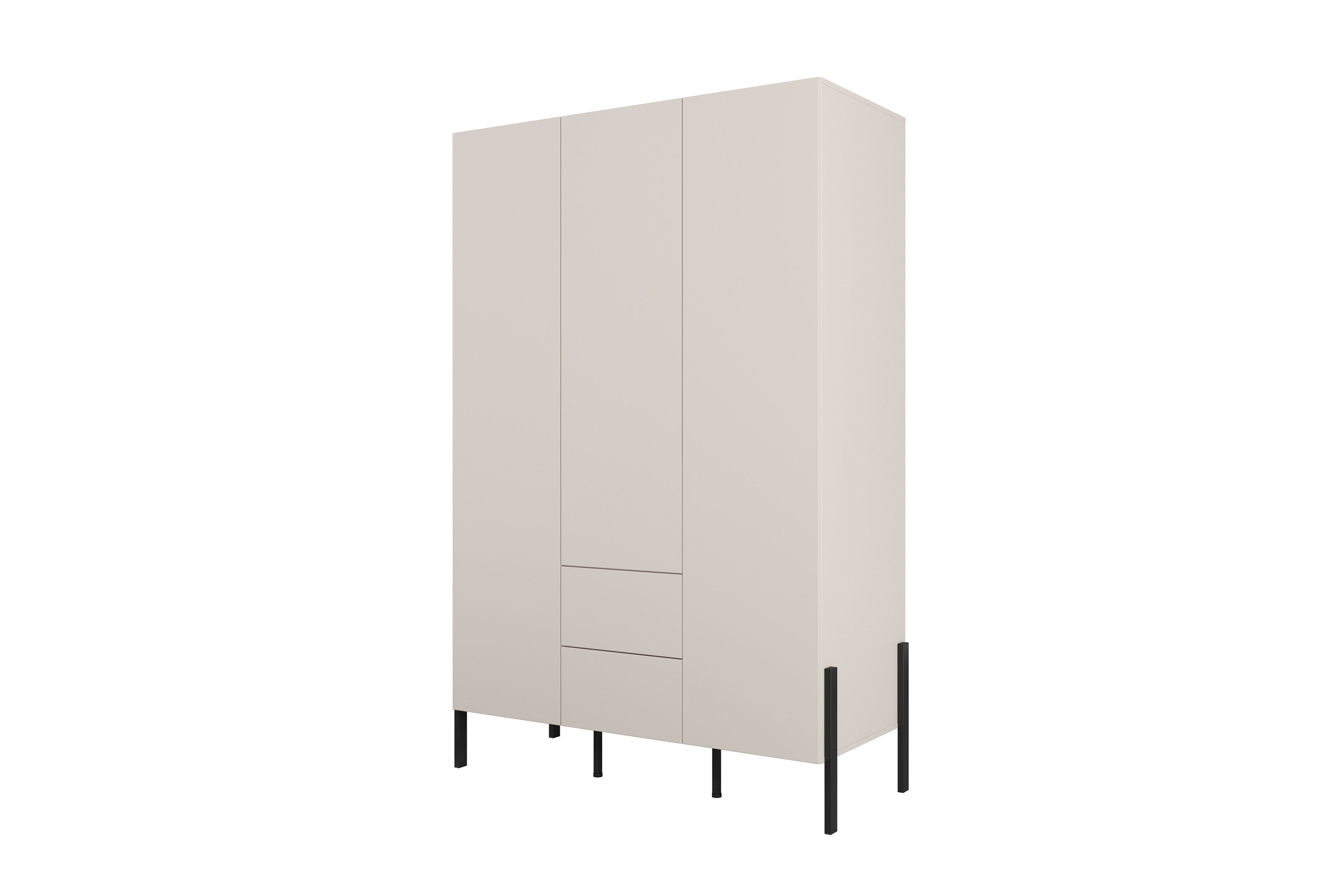 Šatní skříň se zásuvkami Jukon 139 cm - kašmírová / černé nožky skříň třídveřová Jukon 139 cm se zásuvkami - kašmír / černé nožičky