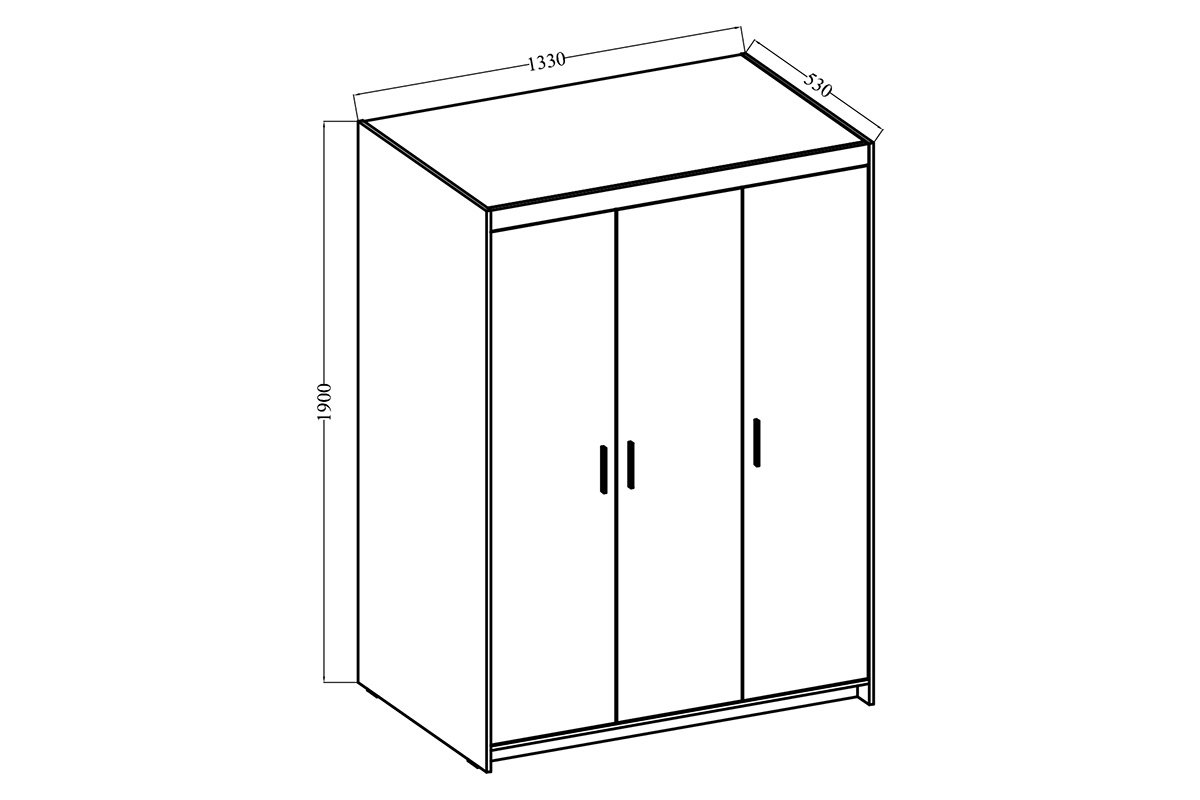 Skříň Lena 3D 133 cm - Dub Lefkas Skříň třídveřová Lena 3D - Dub Lefkas