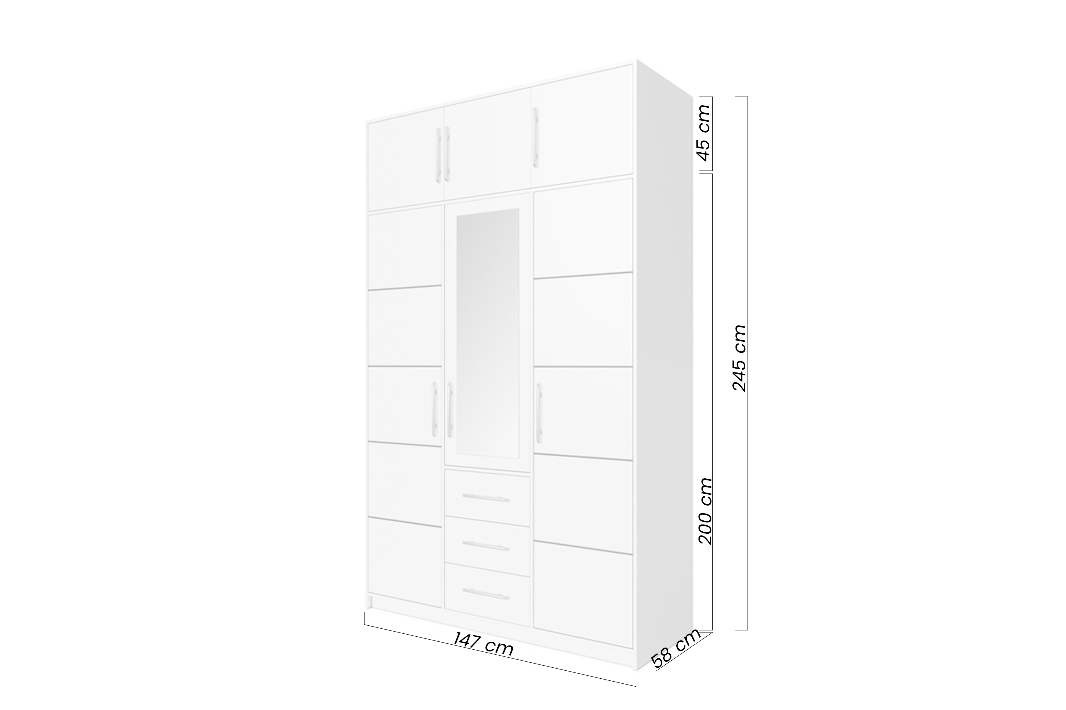 Skříň Bali 147 cm s nástavcem - tlumená modrá skříň třídveřová Lutori II 147 cm z nadstawka - zgaszony blankyt
