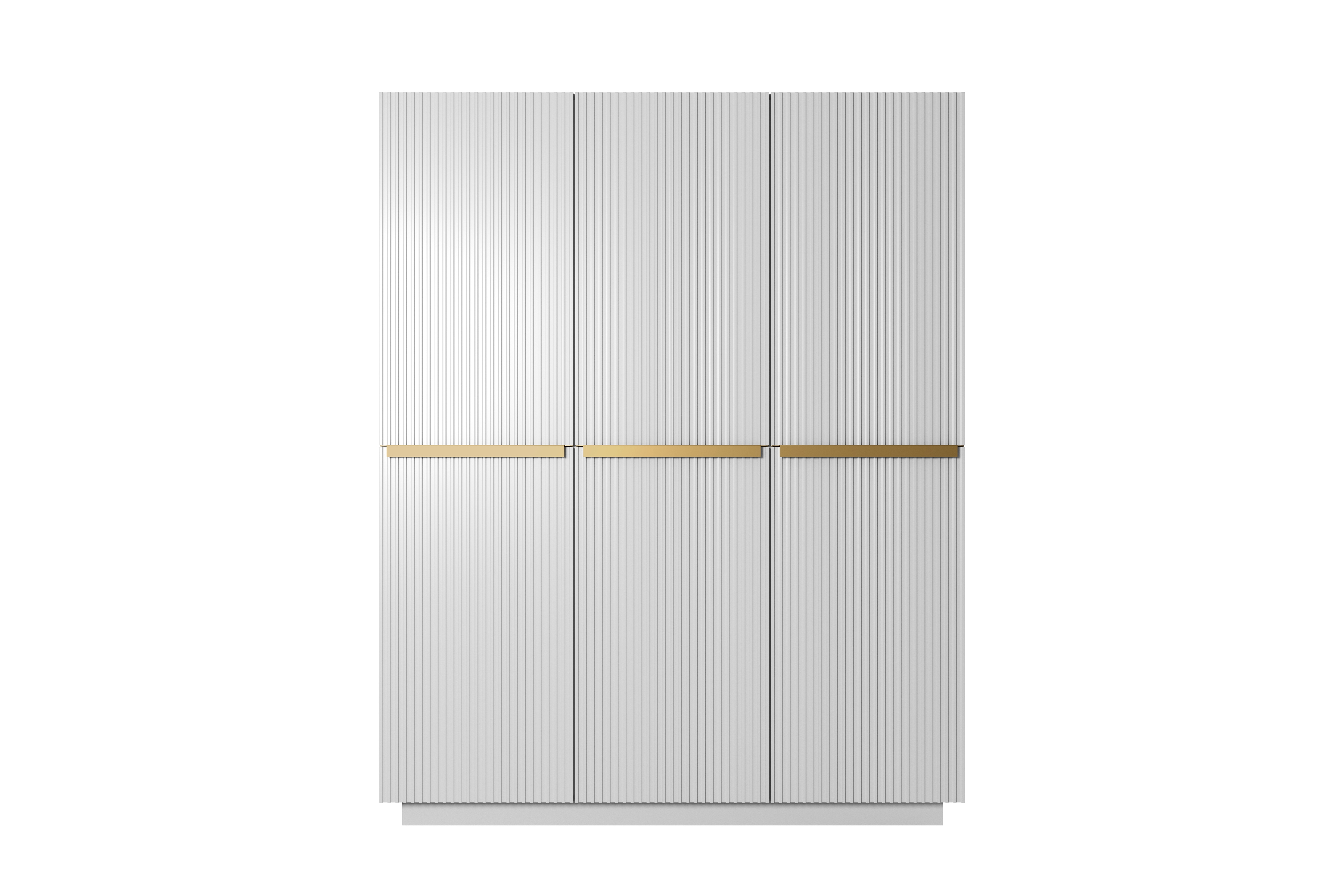 Skriňa Nicole 150 cm s ukrytými zásuvkami - biely mat / zlaté úchytky Skriňa trojdverová Nicole z ukrytymi zásuvkami 150 cm - biely mat / zlote úchyty