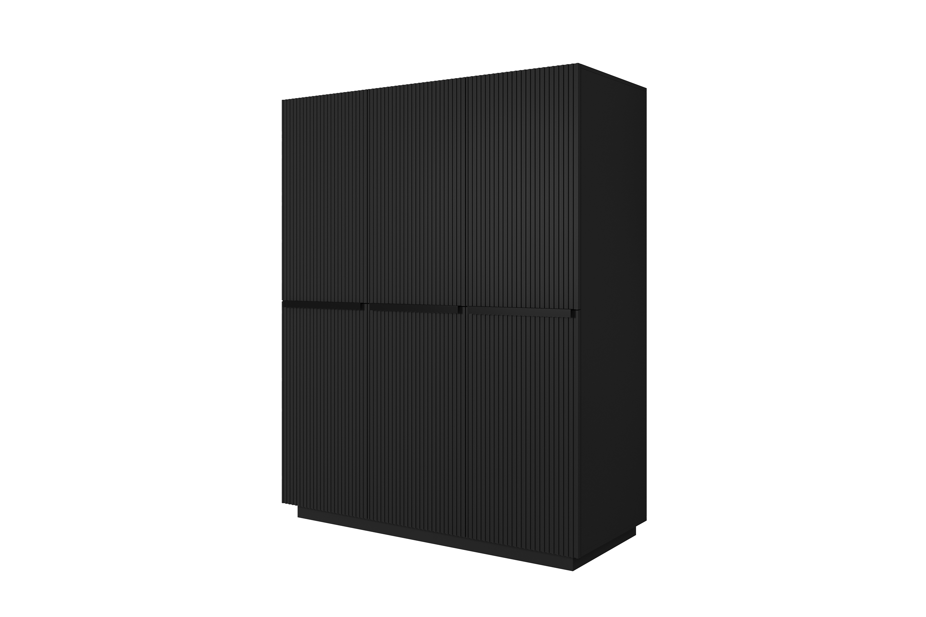 Šatníková skriňa Nicole 150 cm s policami a zásuvkami - čierny mat / čierne úchyty Skriňa trojdverová Nicole z ukrytymi zásuvkami 150 cm - Čierny mat / čierny úchyty