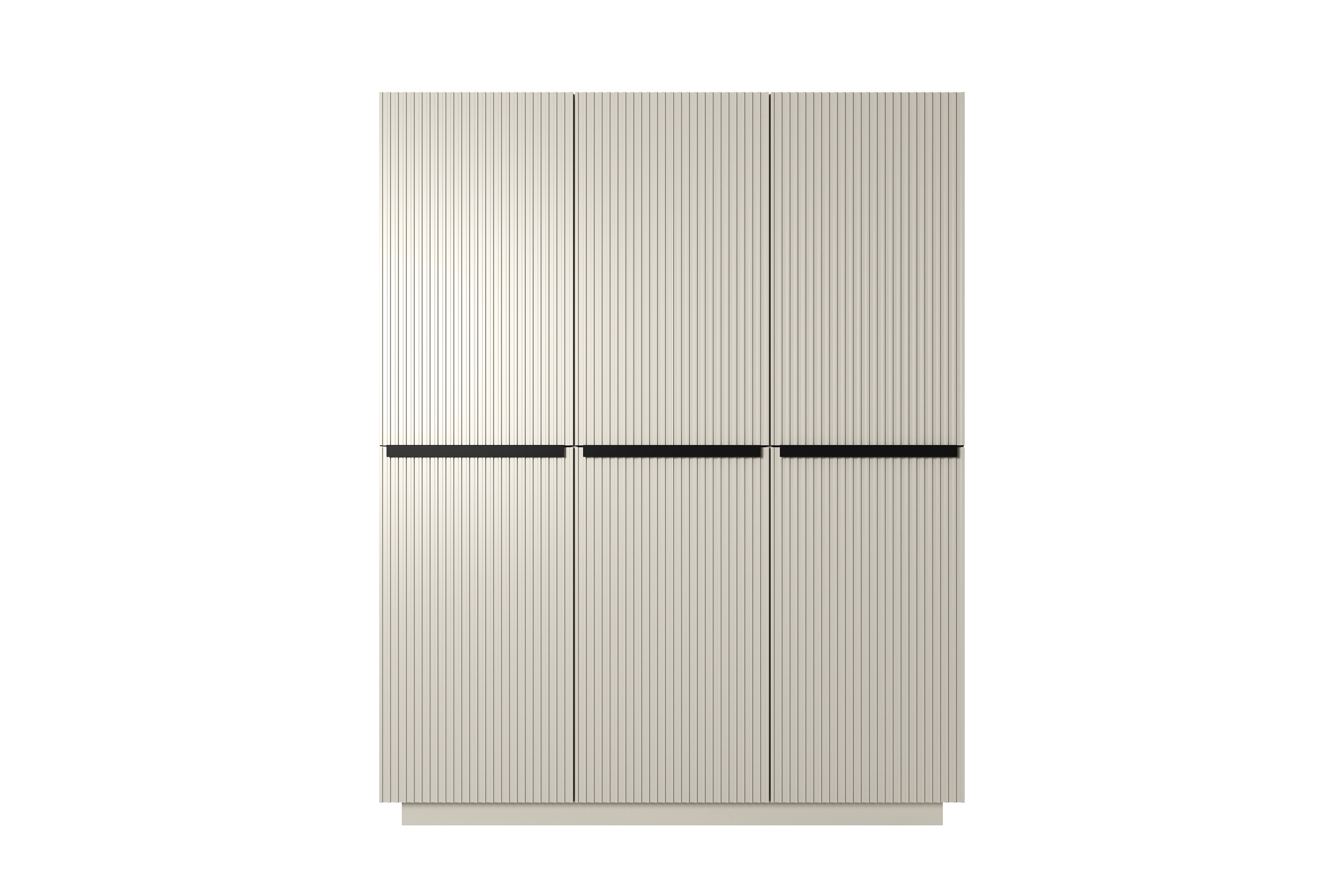 Skriňa Nicole 150 cm s ukrytými zásuvkami - kašmírová / Čierne úchyty Skriňa trojdverová Nicole z ukrytymi zásuvkami 150 cm - kašmír / čierny úchyty