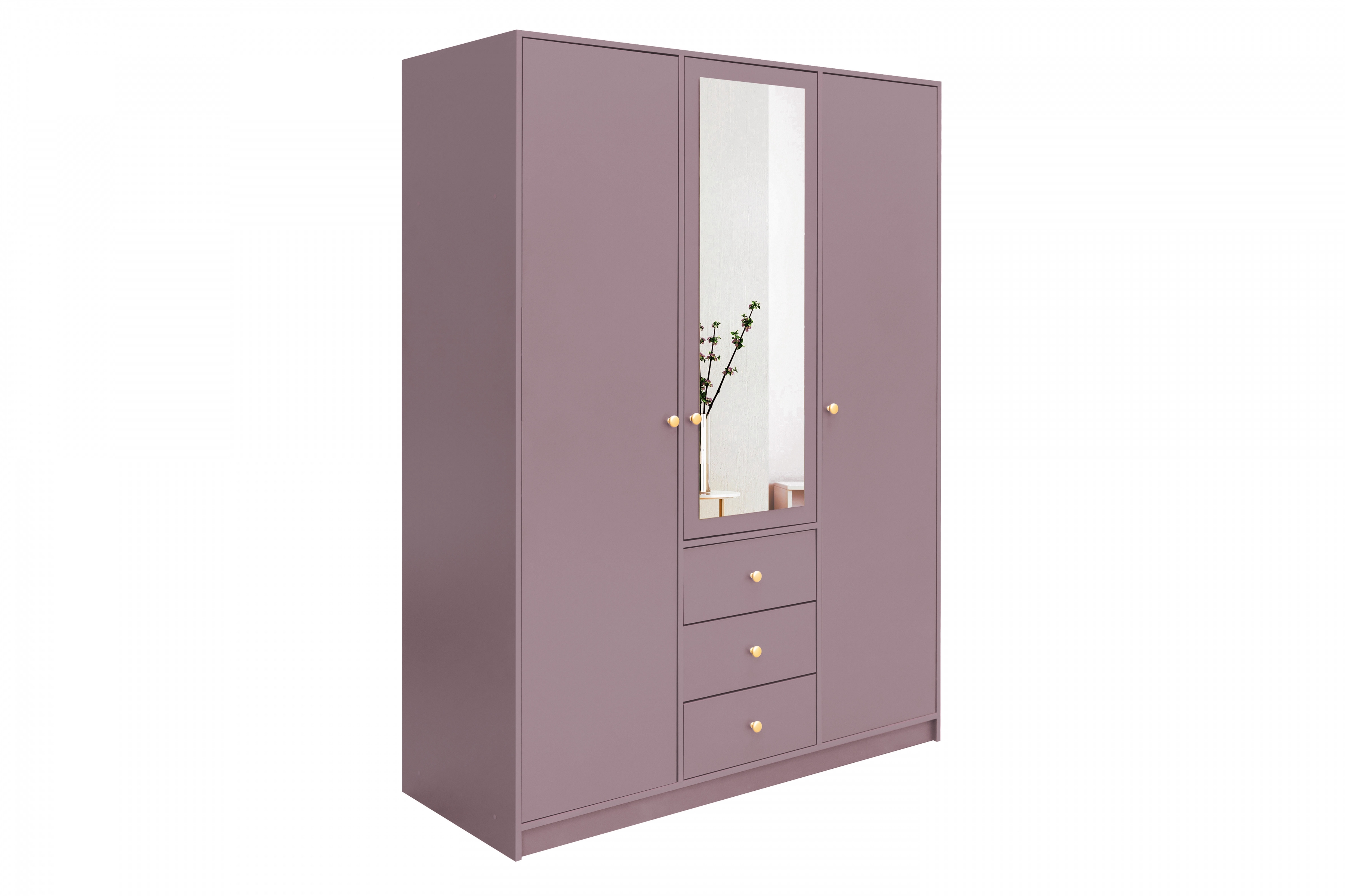 Skriňa Siena D3 II s 3 zásuvkami i zrkadlom 149 cm - slivka Skriňa trojdverová Siena D3 II s 3 zásuvkami i zrkadlom 149 cm - sliwka