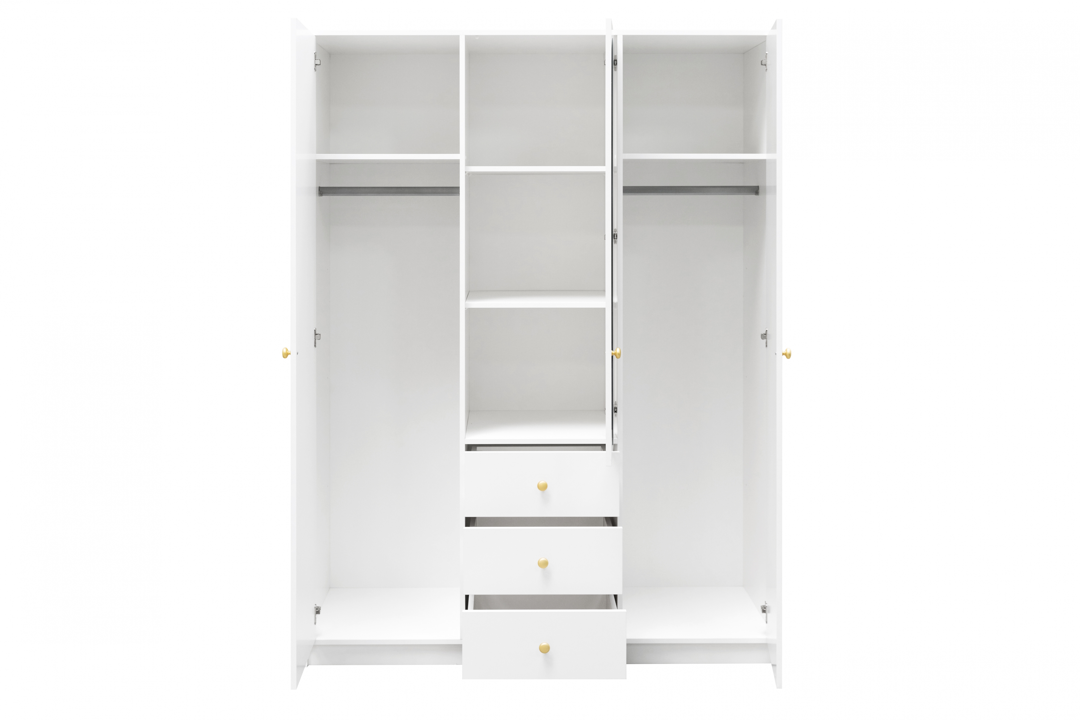 Skriňa Siena D3 s 3 zásuvkami i zrkadlom 149 cm - Biela Skriňa trojdverová Siena D3 s 3 zásuvkami i zrkadlom 149 cm - Biela