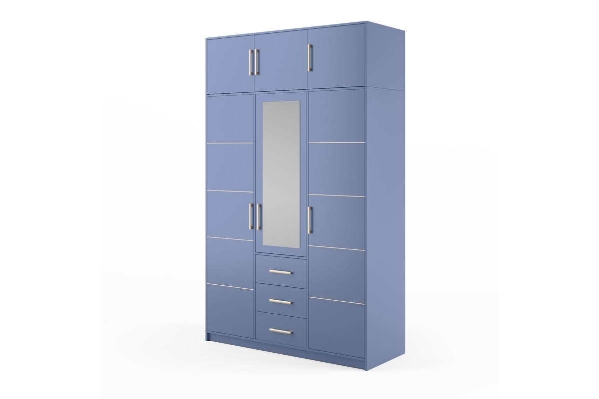 Nástavec na skříň Bali 147 cm - tlumená modrá Skříň s nástavcem 