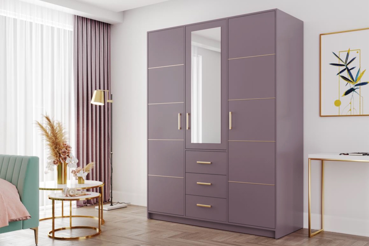 Šatníková skriňa Bali 147 cm - slivka Skriňa sliwka